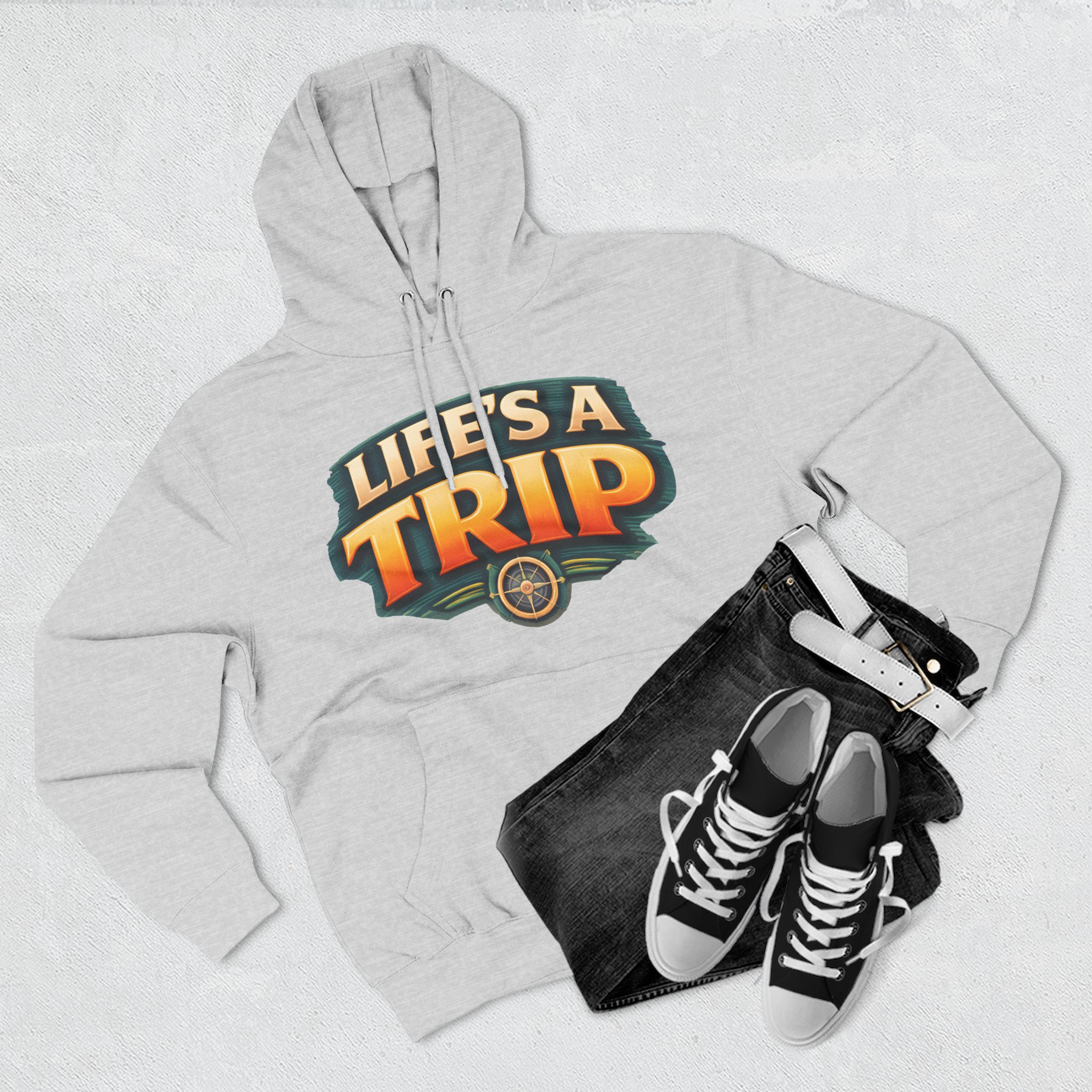 Three-Panel Fleece Hoodie - "Life s A Trip" Design Scenic-Line