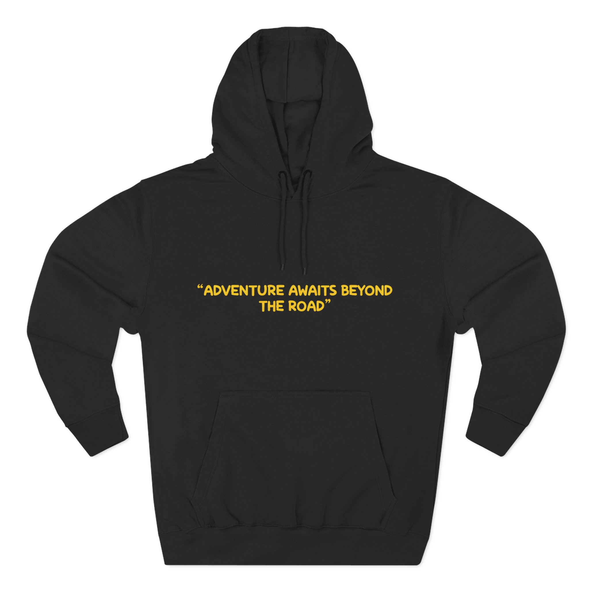 Three-Panel Fleece Hoodie - "Adventure Awaits Beyond The Road" Design Sitcom-Line