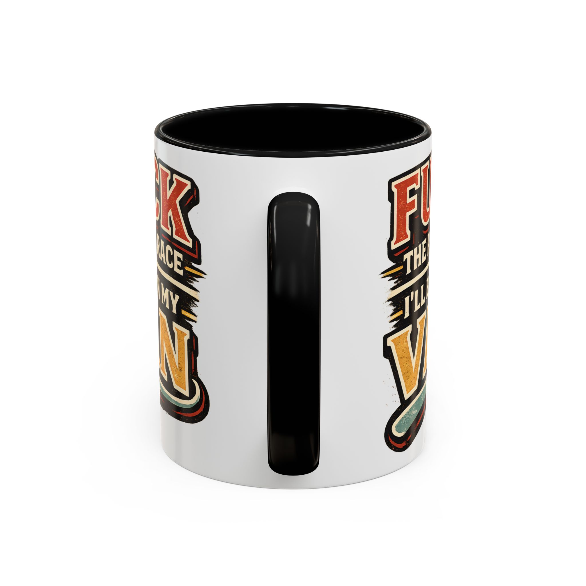 Accent Coffee Mug (11, 15oz) — "Fuck The Rat Race" Design F**K-Line