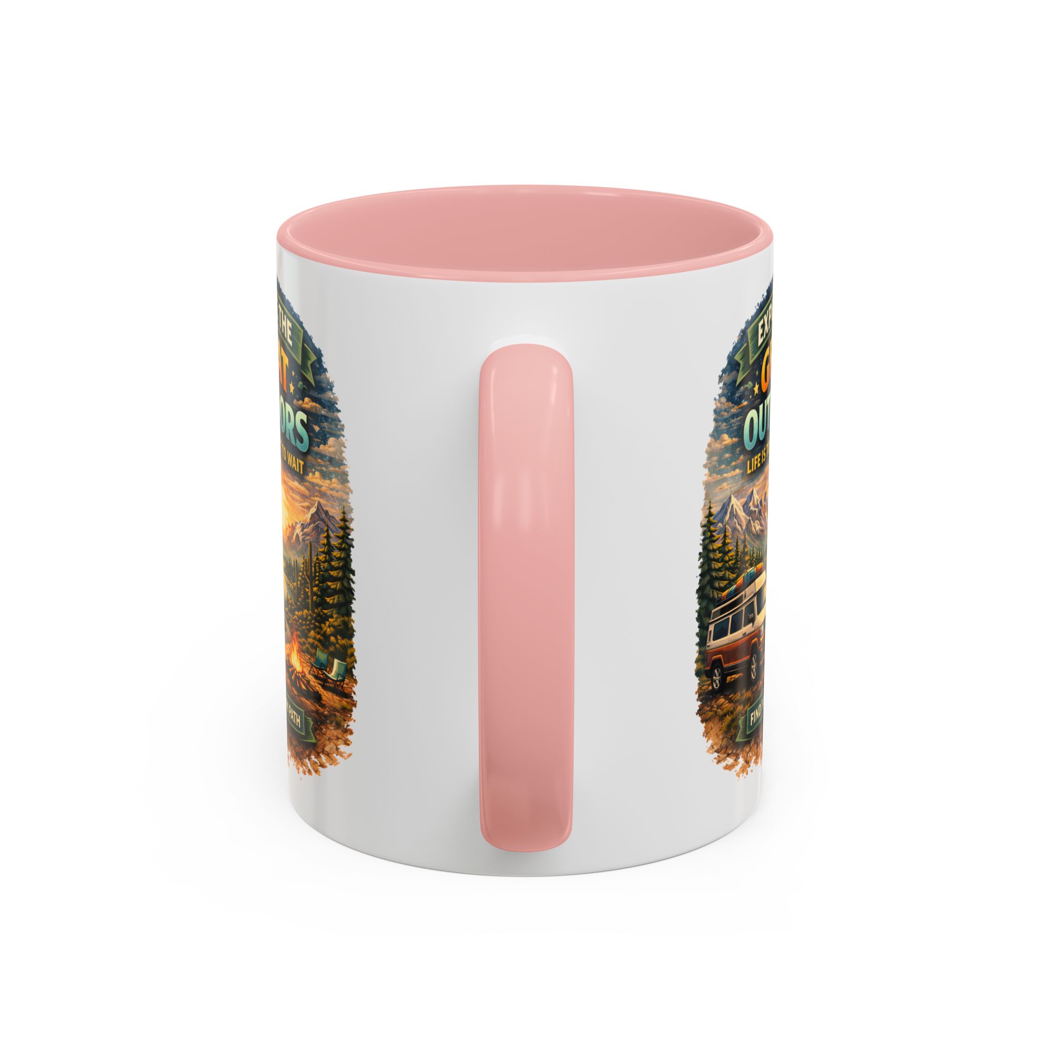 Accent Coffee Mug (11, 15oz) — "Explore The Great Outdoors" Design Scenic-Line