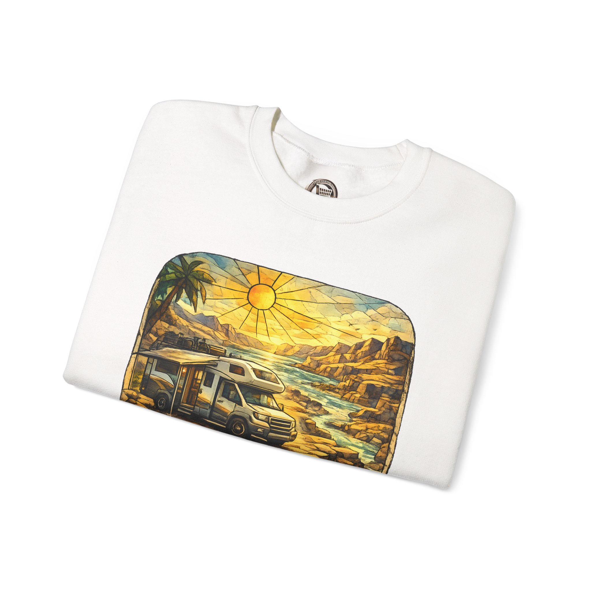 Unisex Heavy Blend™ Crewneck Sweatshirt — "Let The Journey Unfold" Design Cubic-Line