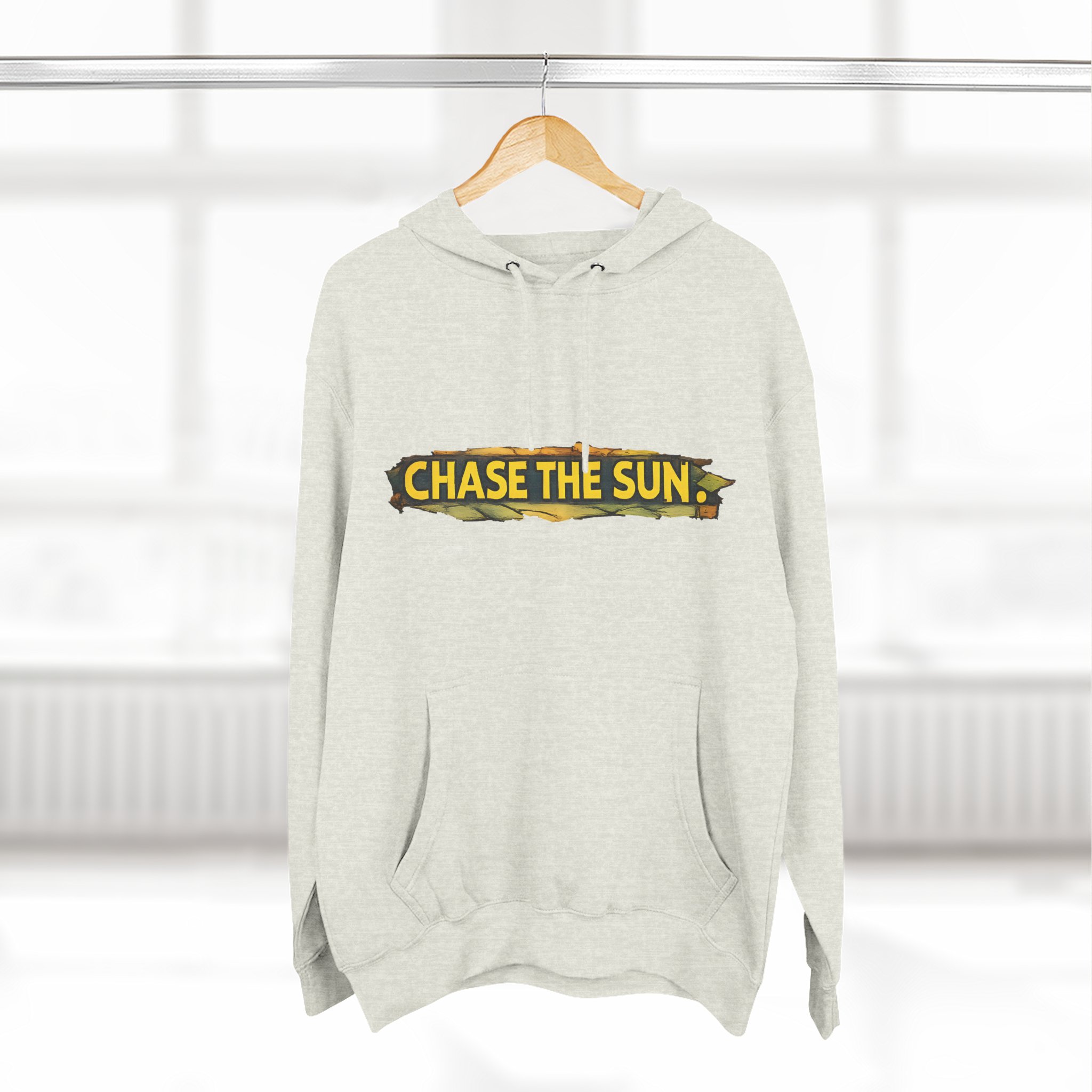Three-Panel Fleece Hoodie - "Chase The Sun" Design Cubic-Line