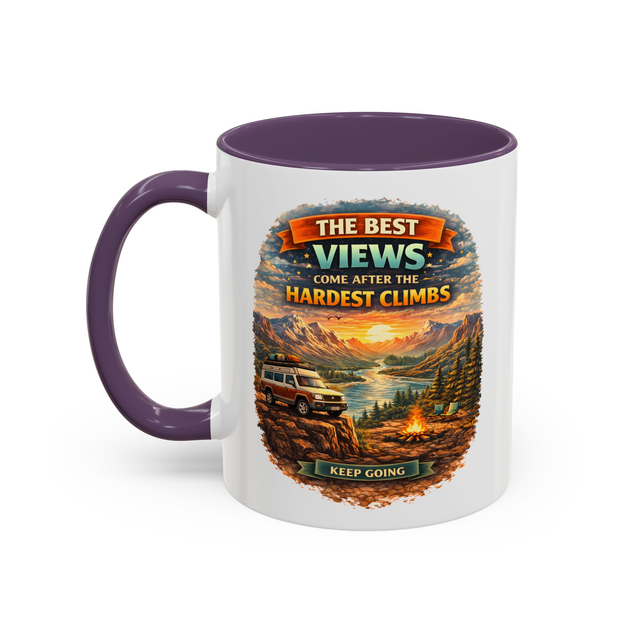 Accent Coffee Mug (11, 15oz) — "The Best Views" Design Scenic-Line