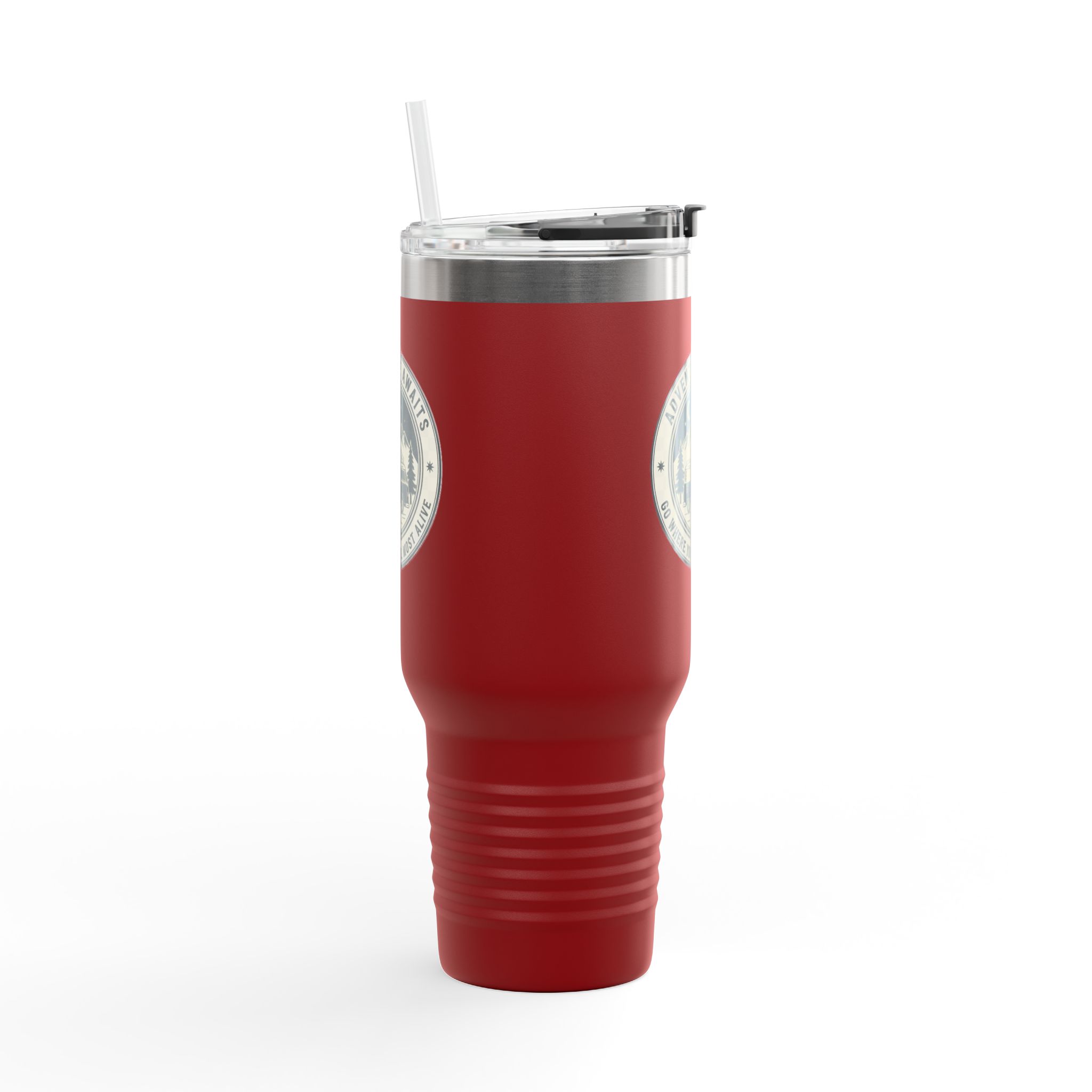 Insulated Travel Mug - "Adventure Awaits-Go Where You Feel Most Alive" (40oz) – Retro Camper Design, Keep Drinks Hot or Cold