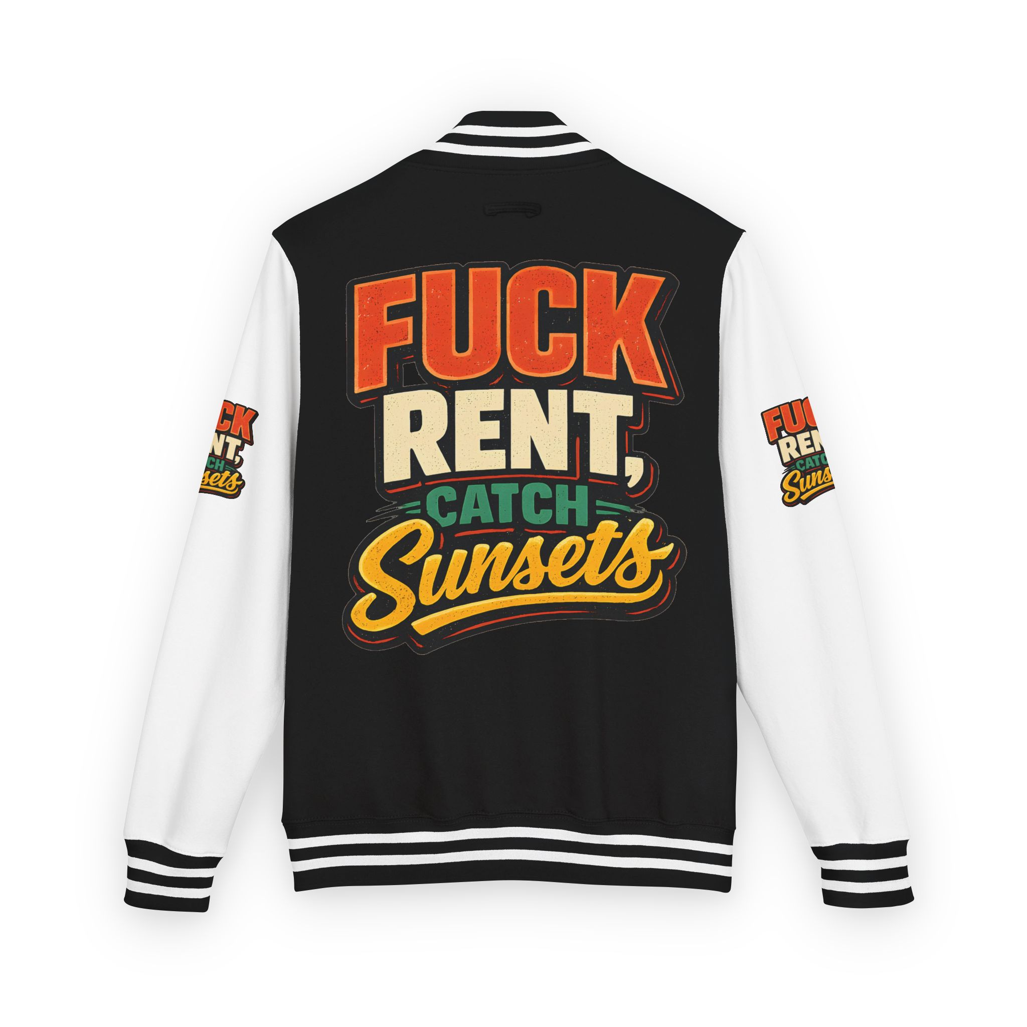 8612448169945005647_2048-2.jpeg Unisex Heavyweight Letterman Jacket — "Fuck Rent Catch Sunsets" Design F**K-Line