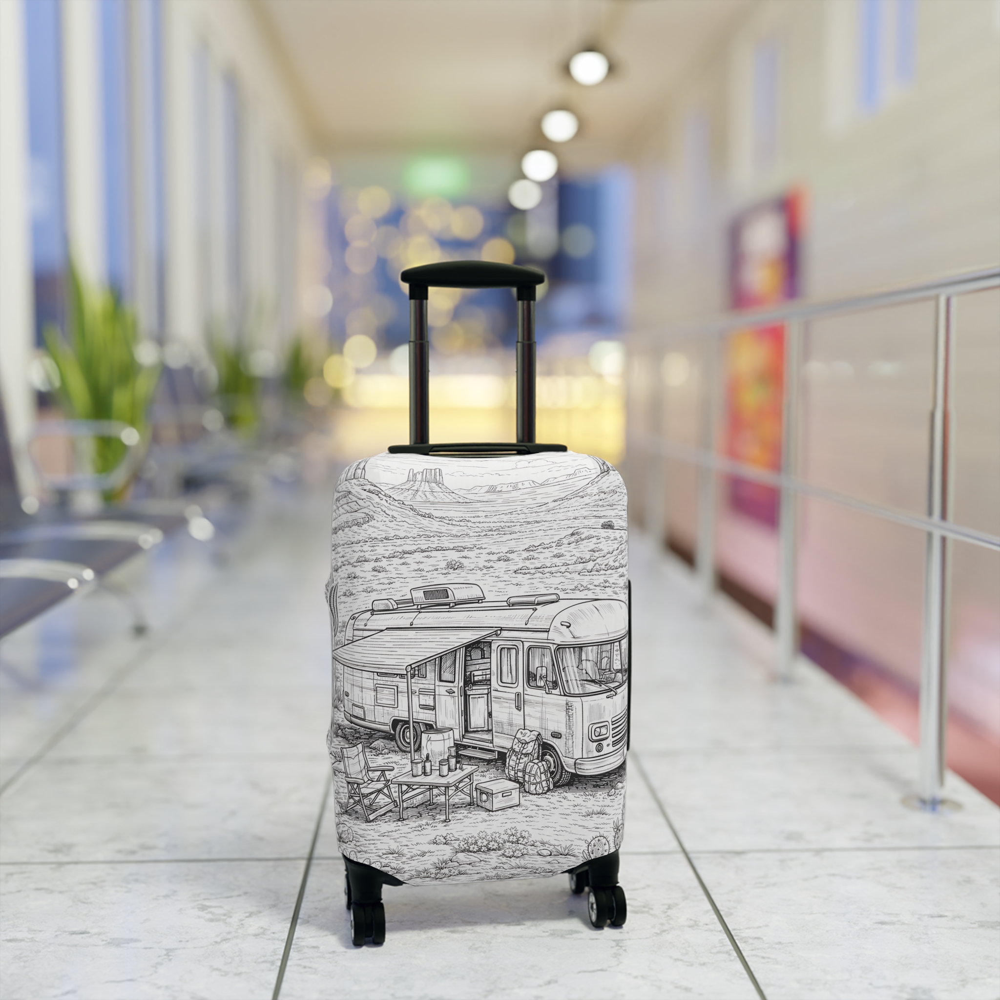 8613386282440187046_2048.jpeg Luggage Cover — Adventure Camper Sketch Travel Suitcase