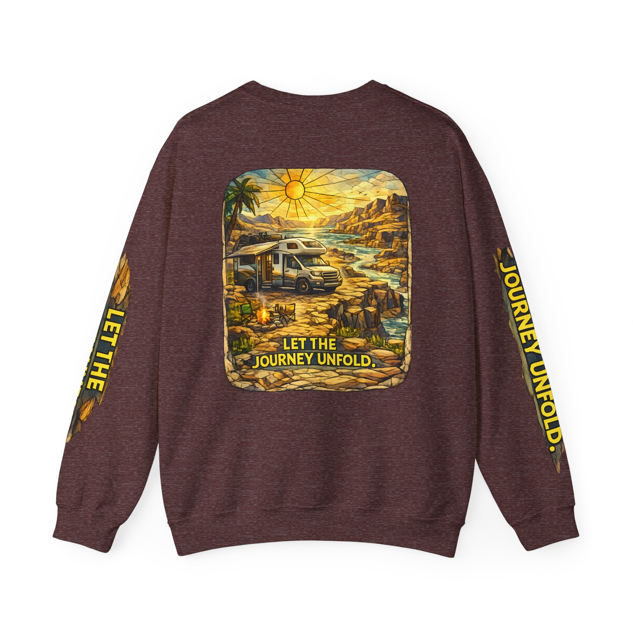 Unisex Heavy Blend™ Crewneck Sweatshirt — "Let The Journey Unfold" Design Cubic-Line
