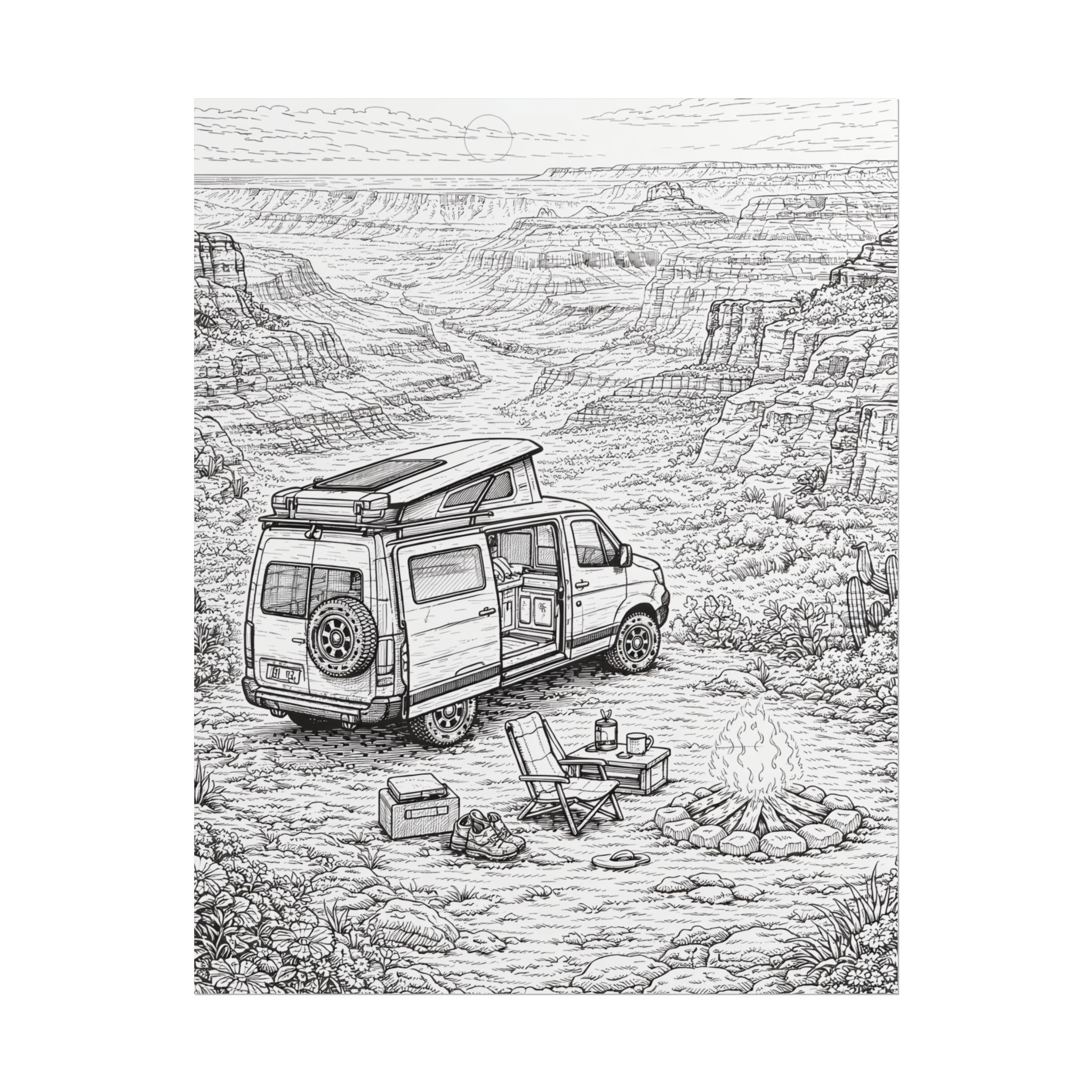 Campervan Poster — Vintage RV Camping Landscape Wall Art