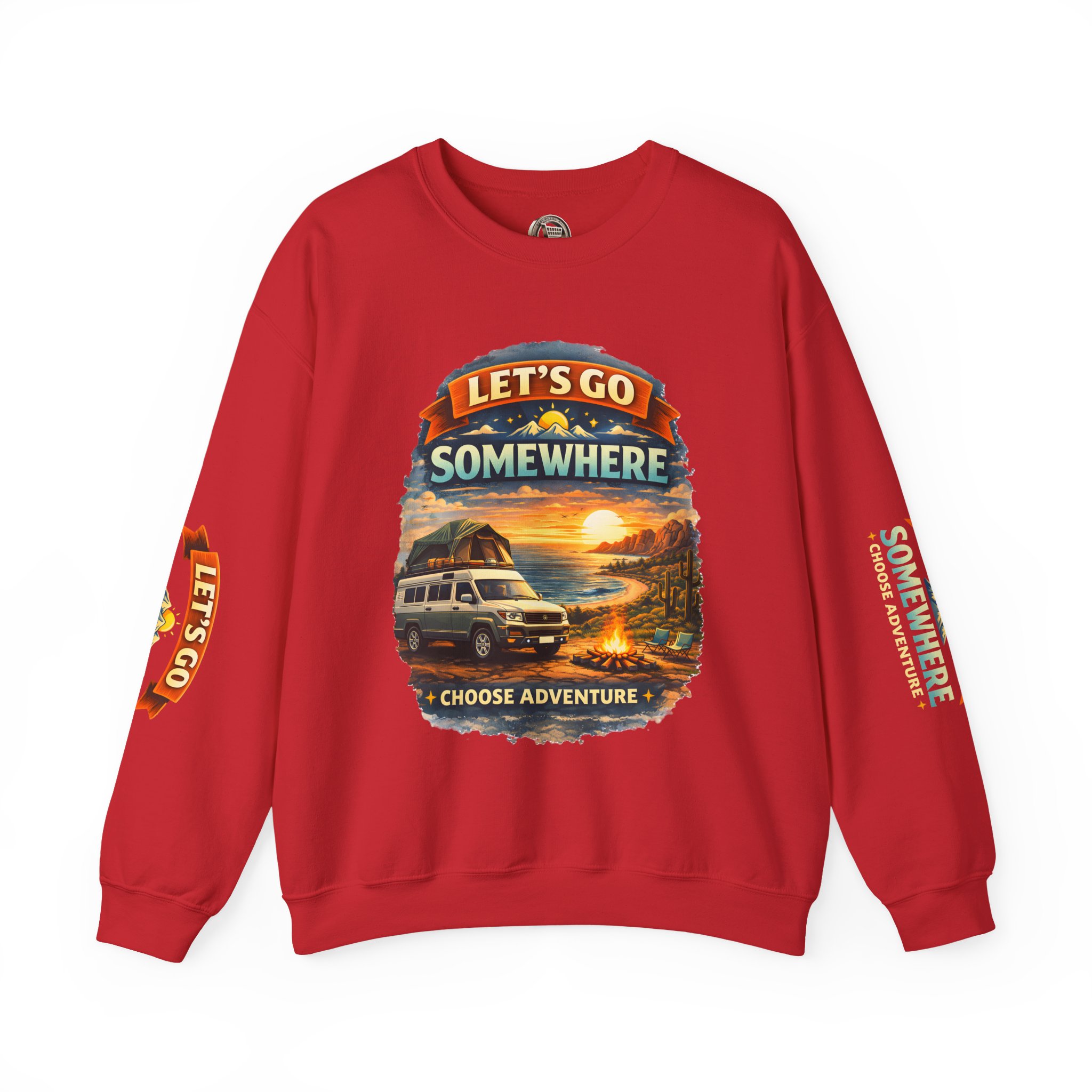 Unisex Heavy Blend™ Crewneck Sweatshirt — "Lets Go Somewhere" Design Scenic-Line