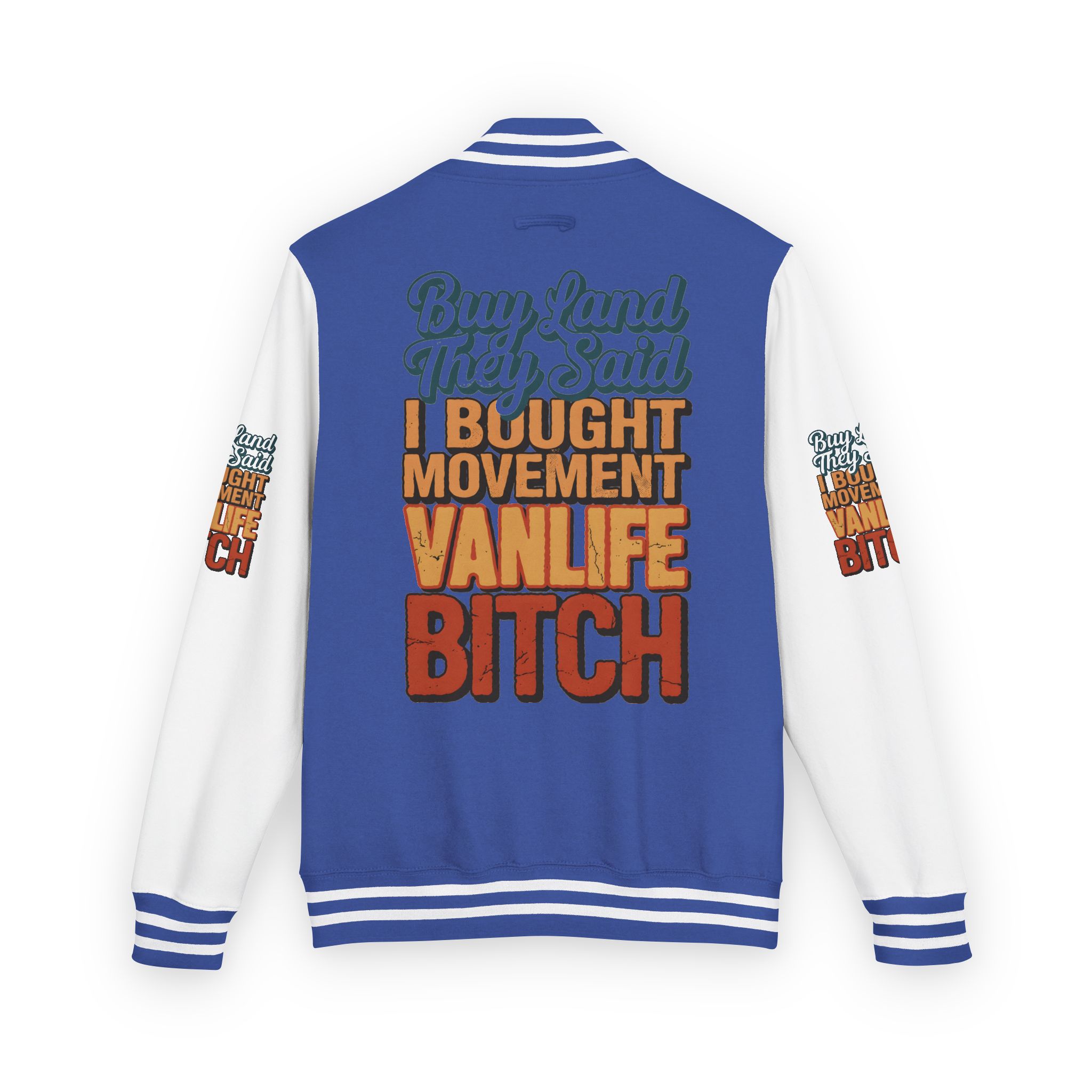 8622844787114990890_2048-1.jpeg Unisex Heavyweight Letterman Jacket — "Buy Land They Said" Design F**K-Line