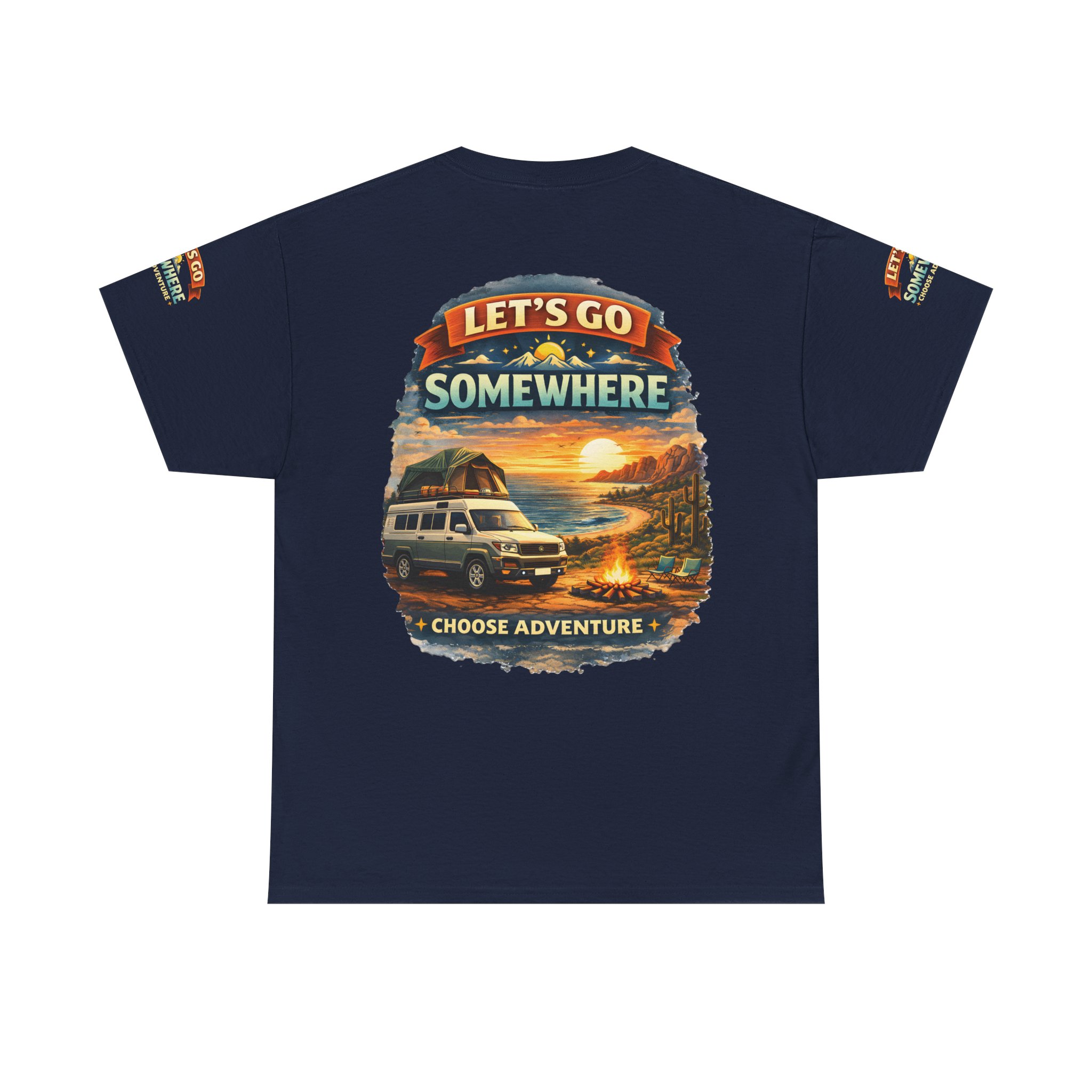 Unisex Heavy Cotton Tee — "Lets Go Somewhere" Design Scenic-Line