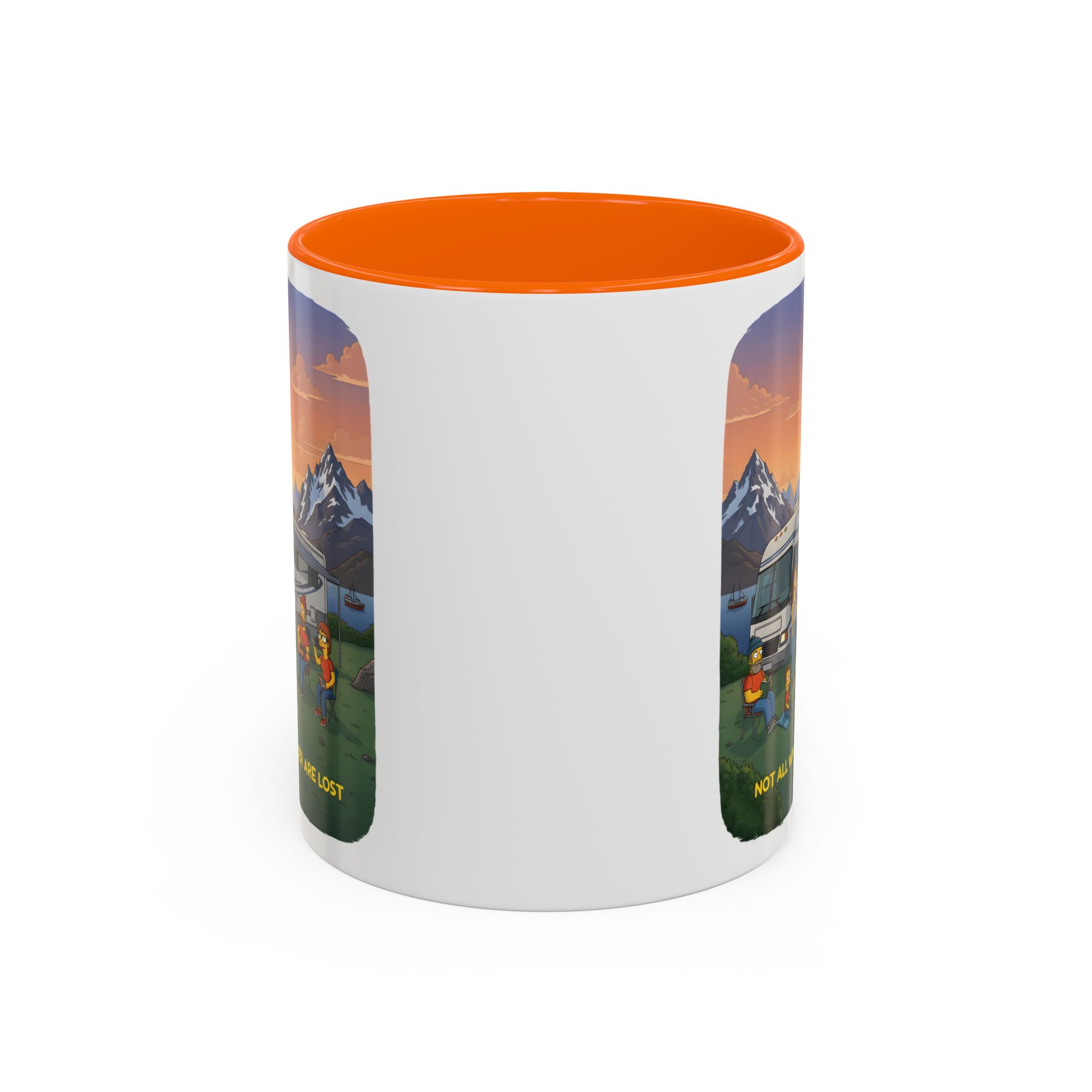 Accent Coffee Mug (11, 15oz) — "Not All Who Wander Are Lost" Design Sitcom-Line