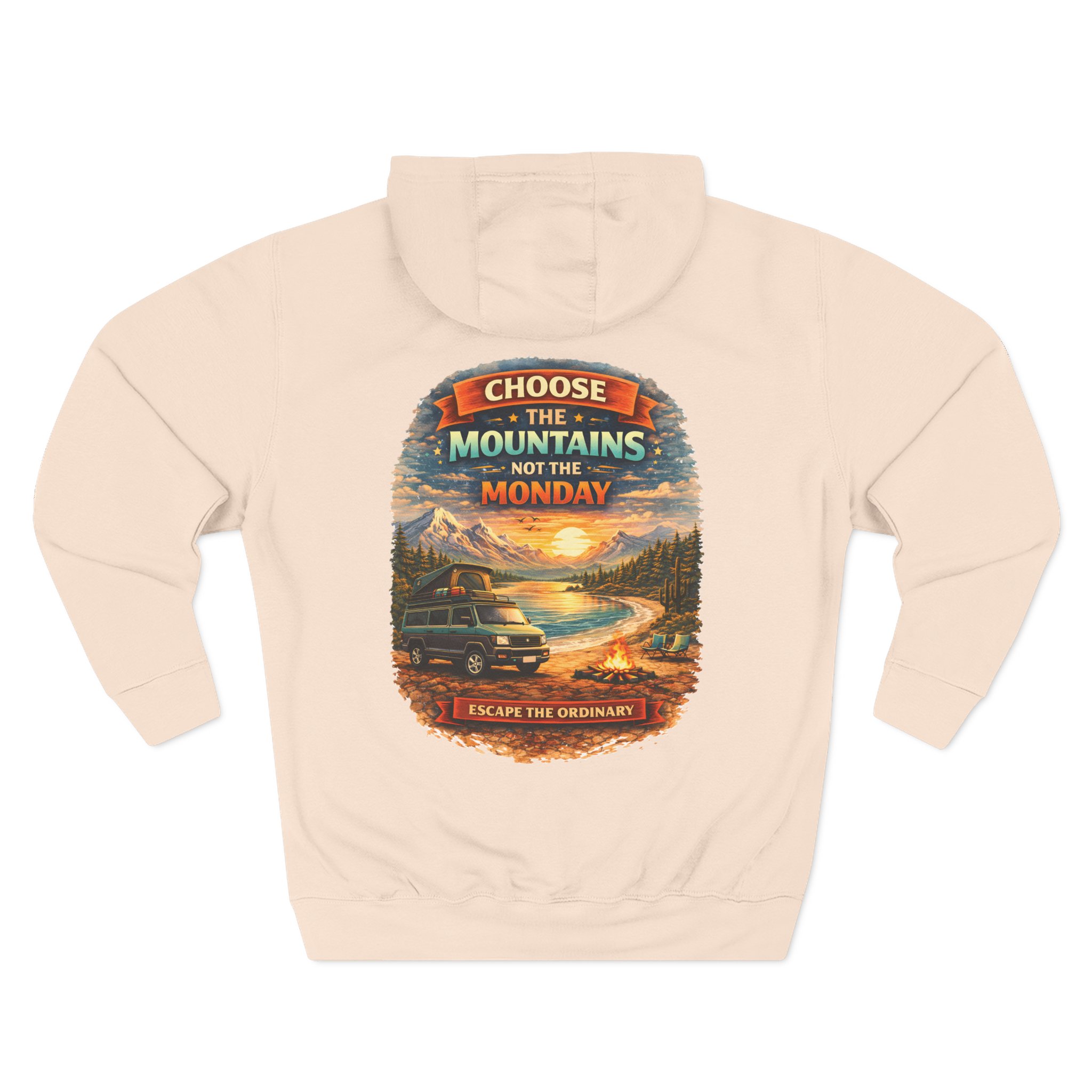 Three-Panel Fleece Hoodie - "Choose The Mountens" Design Scenic-Line