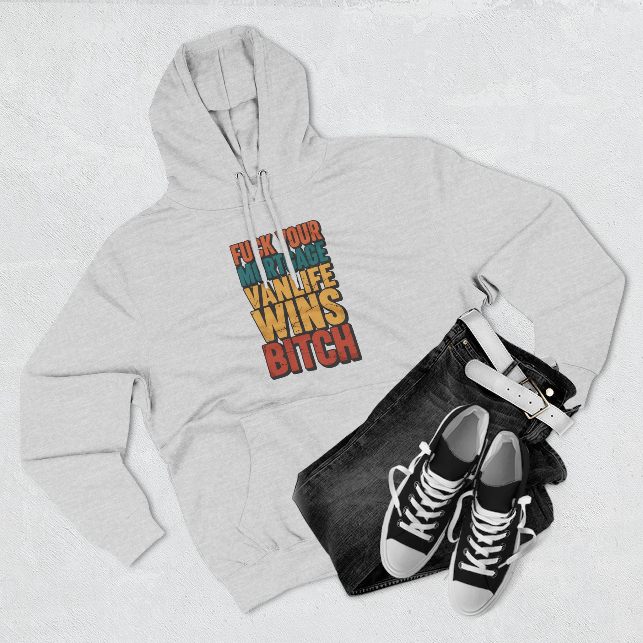 Three-Panel Fleece Hoodie - "Fuck Your Mortgage" Design F**K-Line