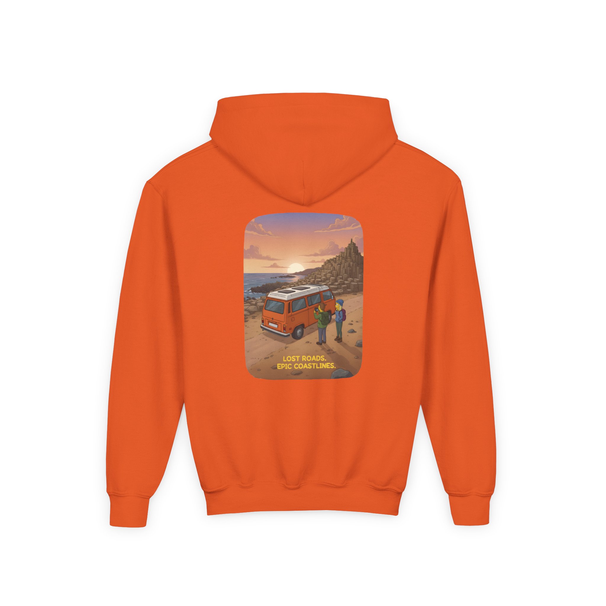 Youth Hoodie(Gildan) – "Lost Roads Epic Coastlines" (Design Sitcom-Line)