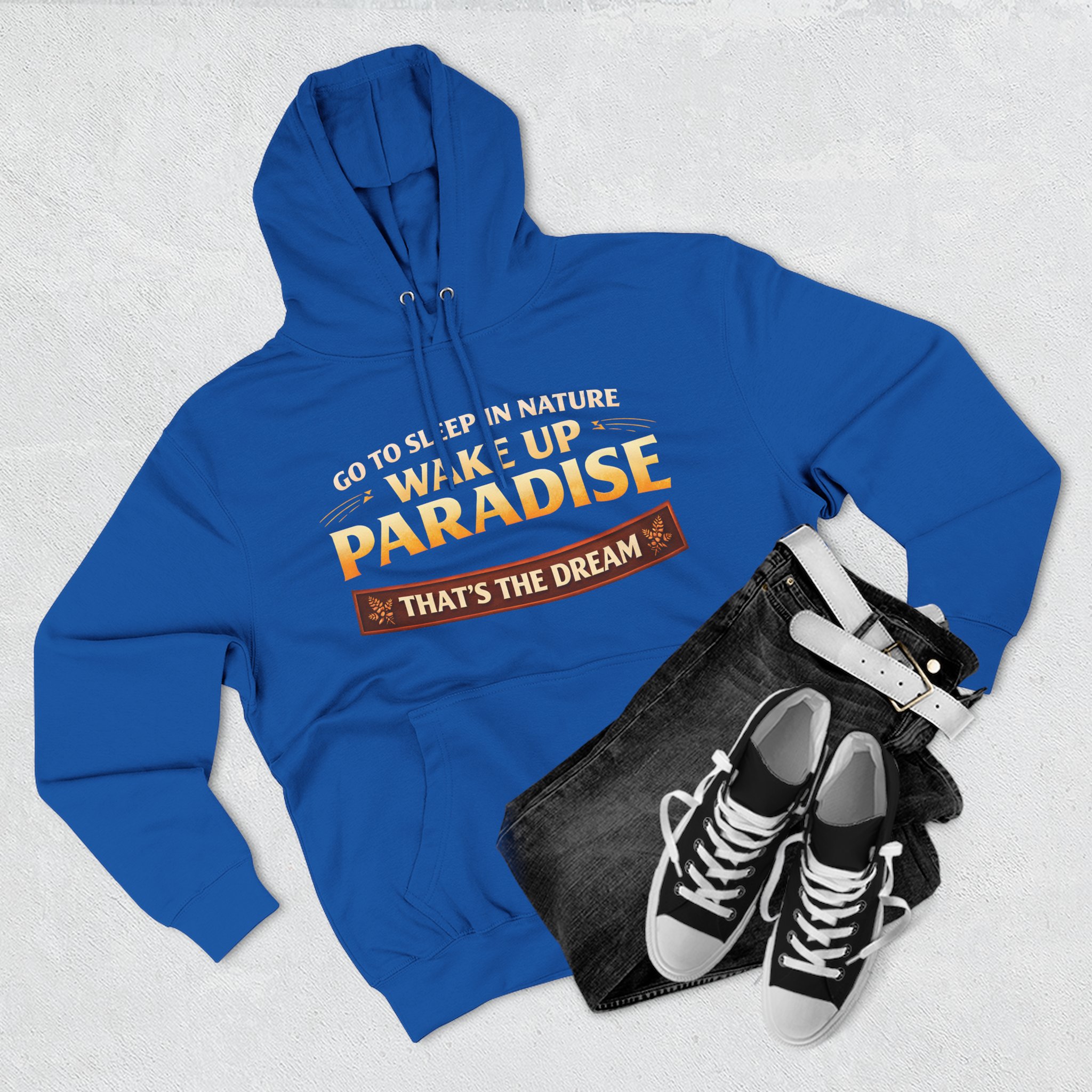 Three-Panel Fleece Hoodie - "Go To Sleep In Nature " Design Scenic-Line