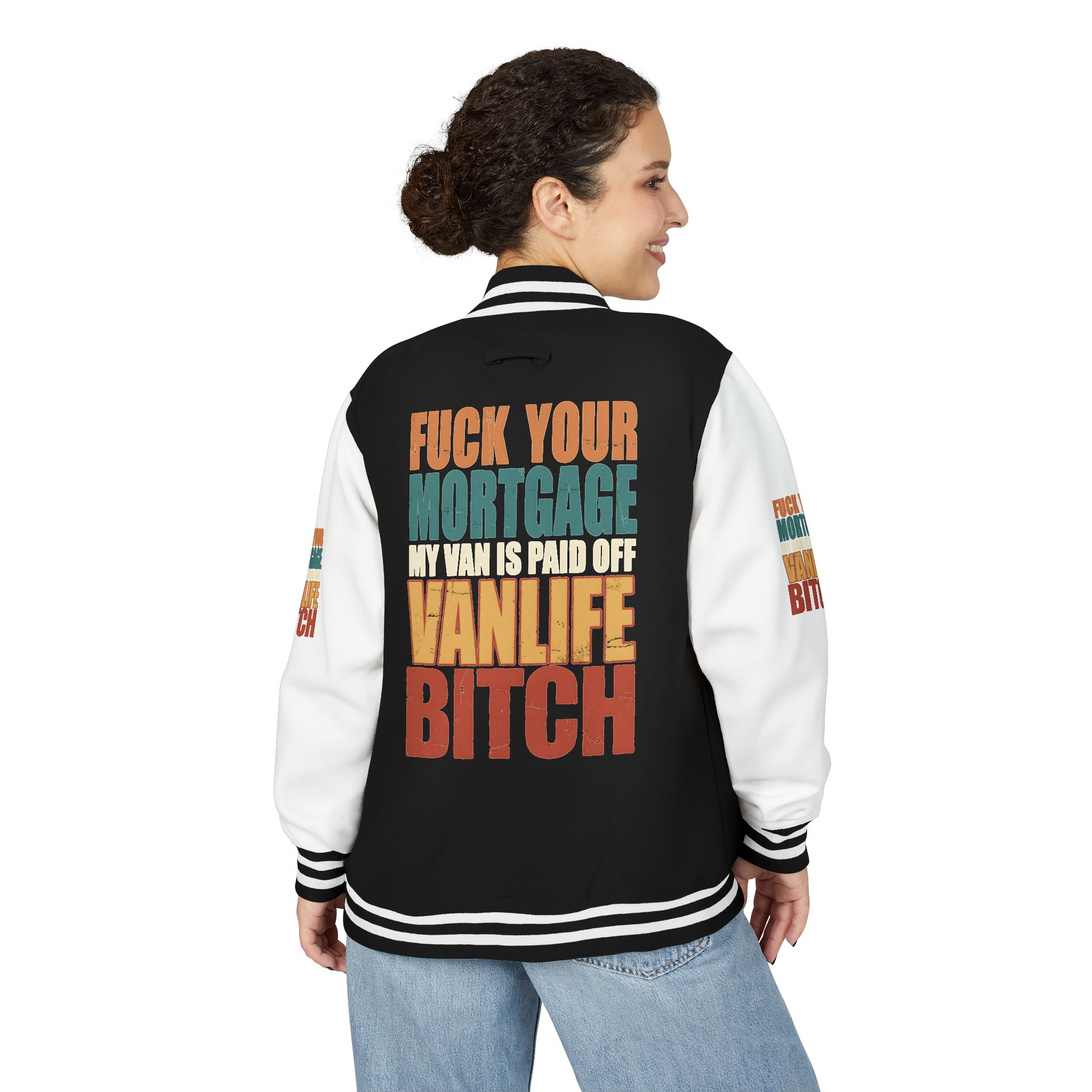 Unisex Heavyweight Letterman Jacket — "Fuck Your Mortgage" Design F**K-Line
