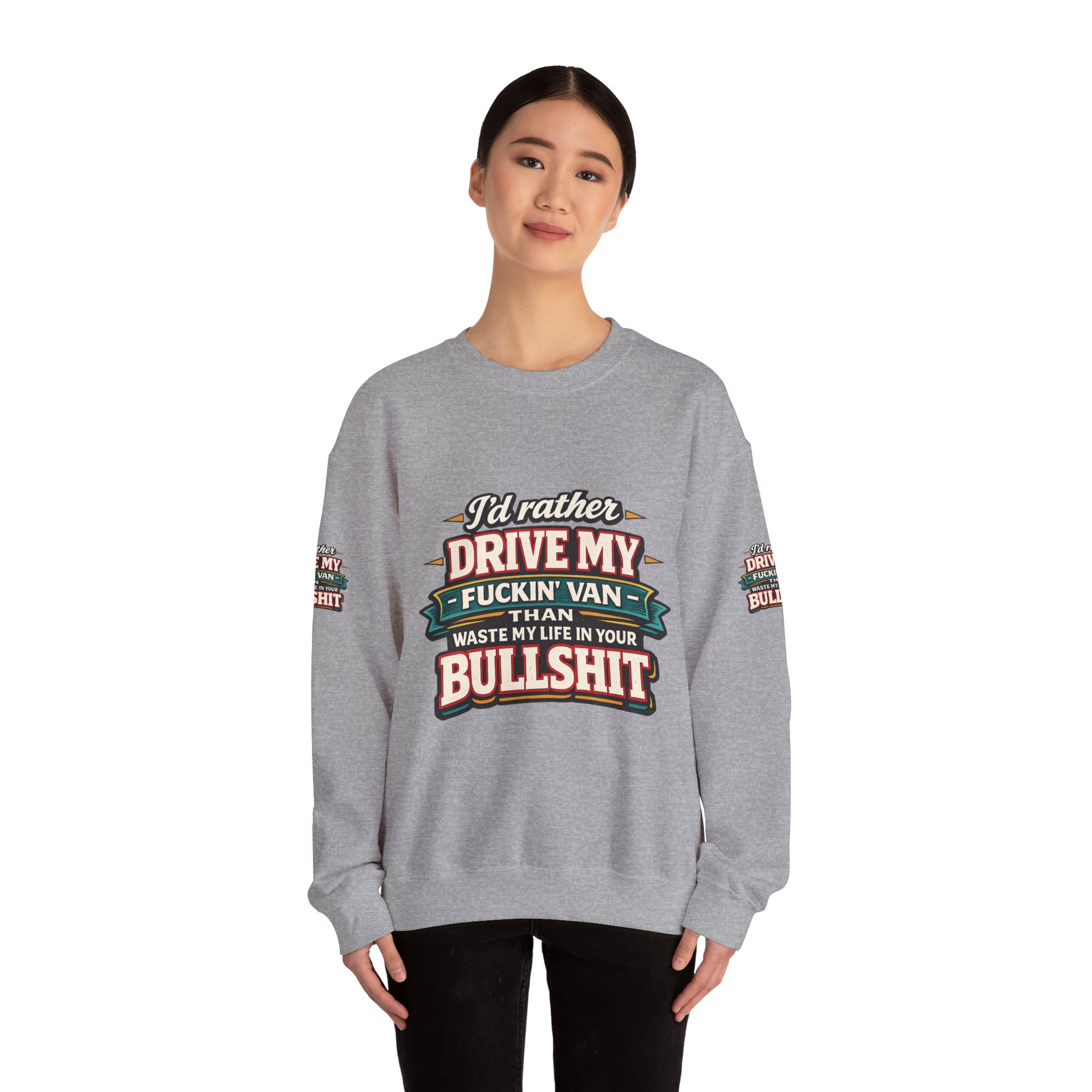 8653188822820022068_2048.jpeg Unisex Heavy Blend™ Crewneck Sweatshirt — "I´d Rather Drive My Fucking Van" Design F**K-Line