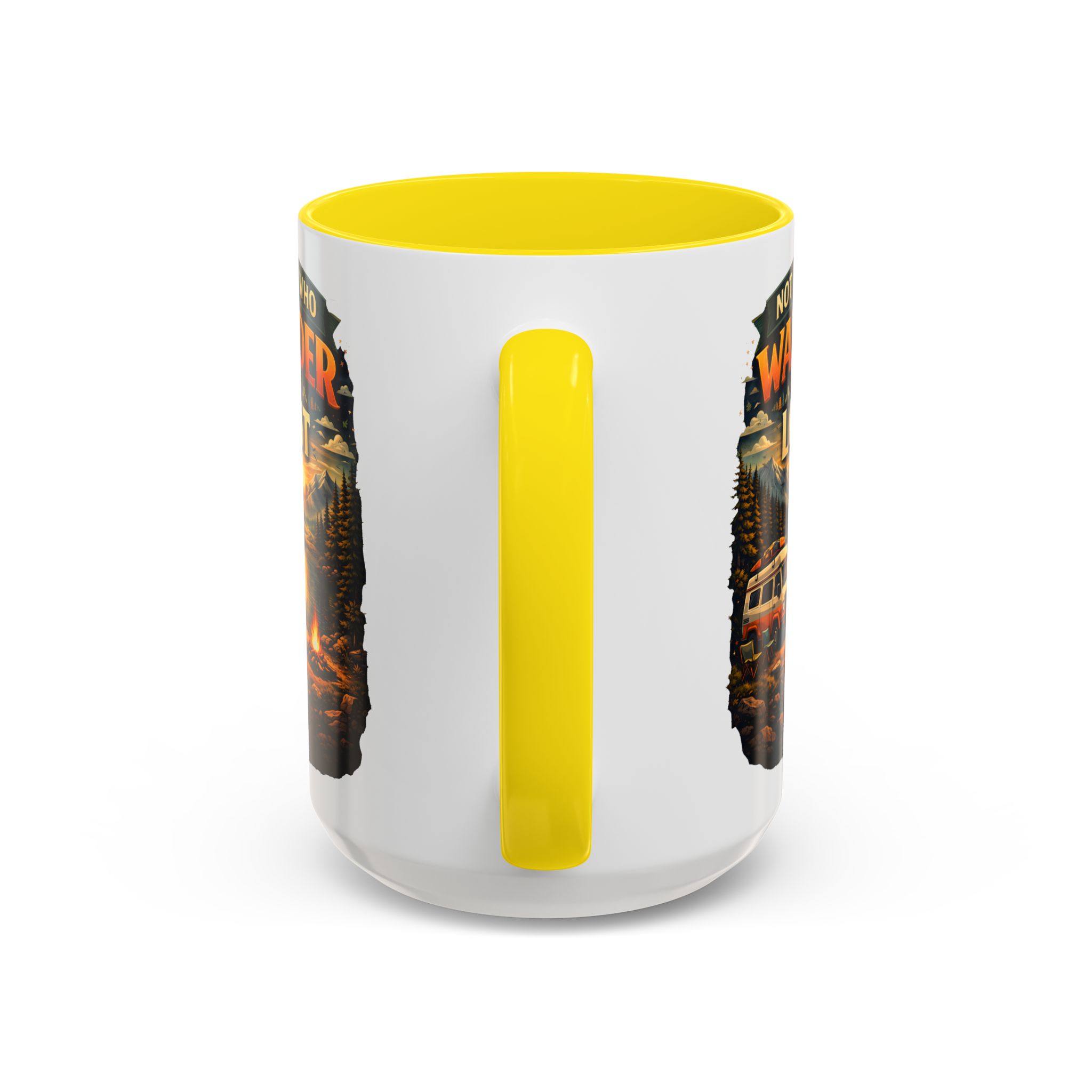 Accent Coffee Mug (11, 15oz) — "Not All Who Wander Are Lost" Design Scenic-Line