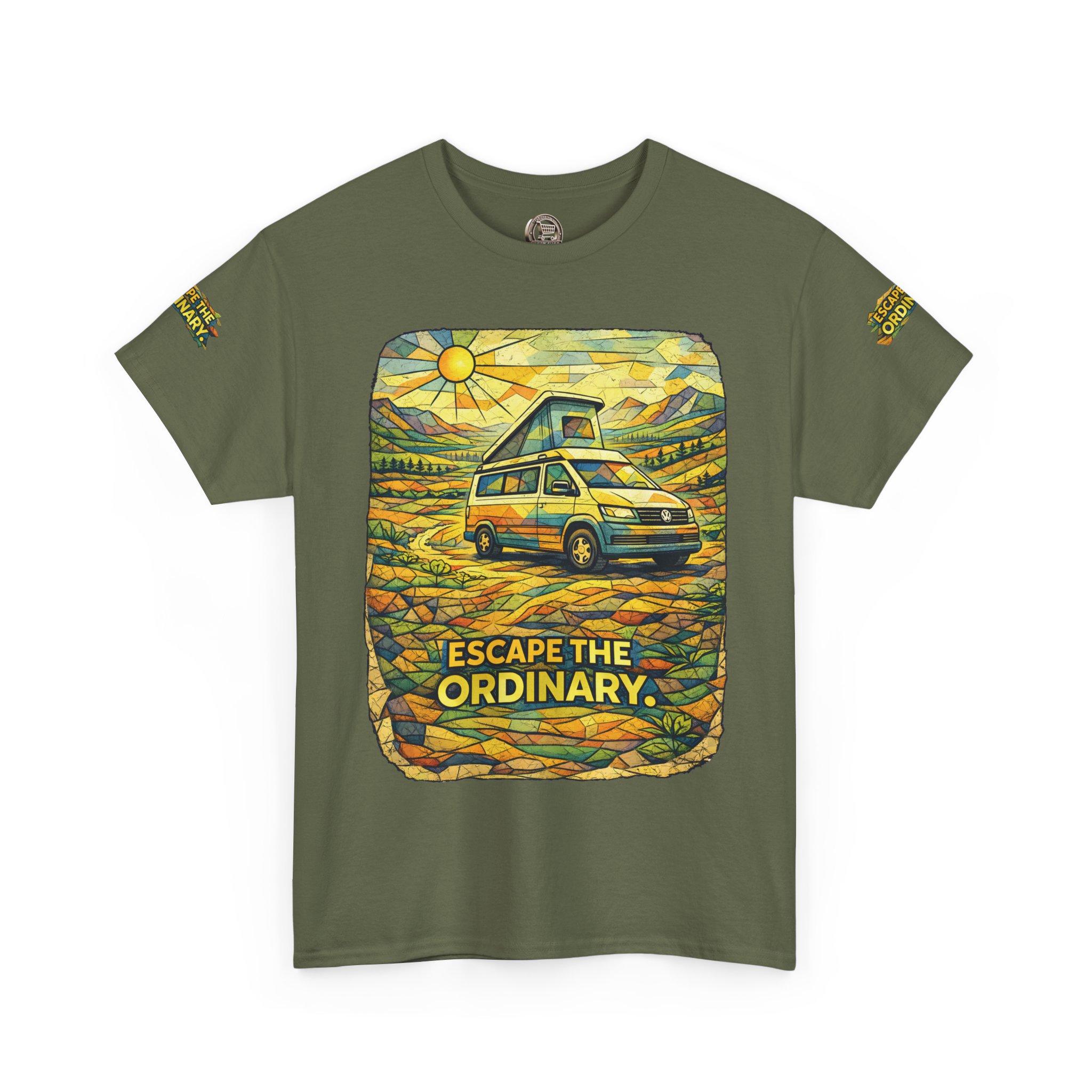 8659874102346684418_2048.jpeg Unisex Heavy Cotton Tee — "Escape The Ordinary" Design Cubic-Line