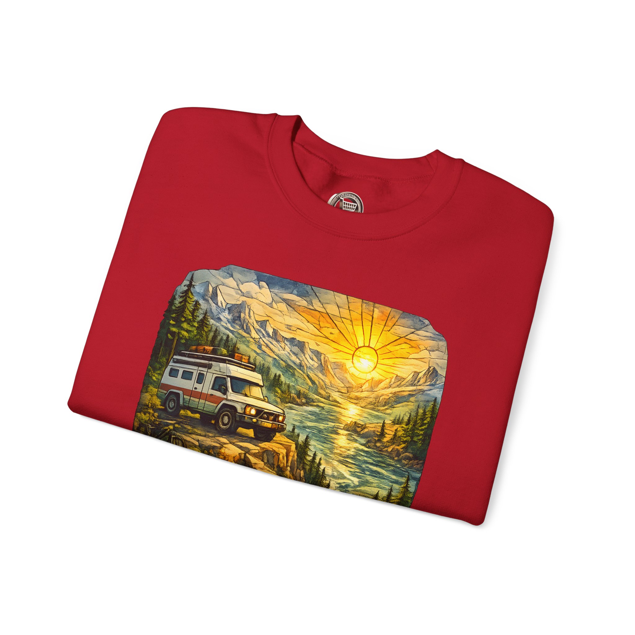 Unisex Heavy Blend™ Crewneck Sweatshirt — "Let The Journey Be Your Home" Design Cubic-Line