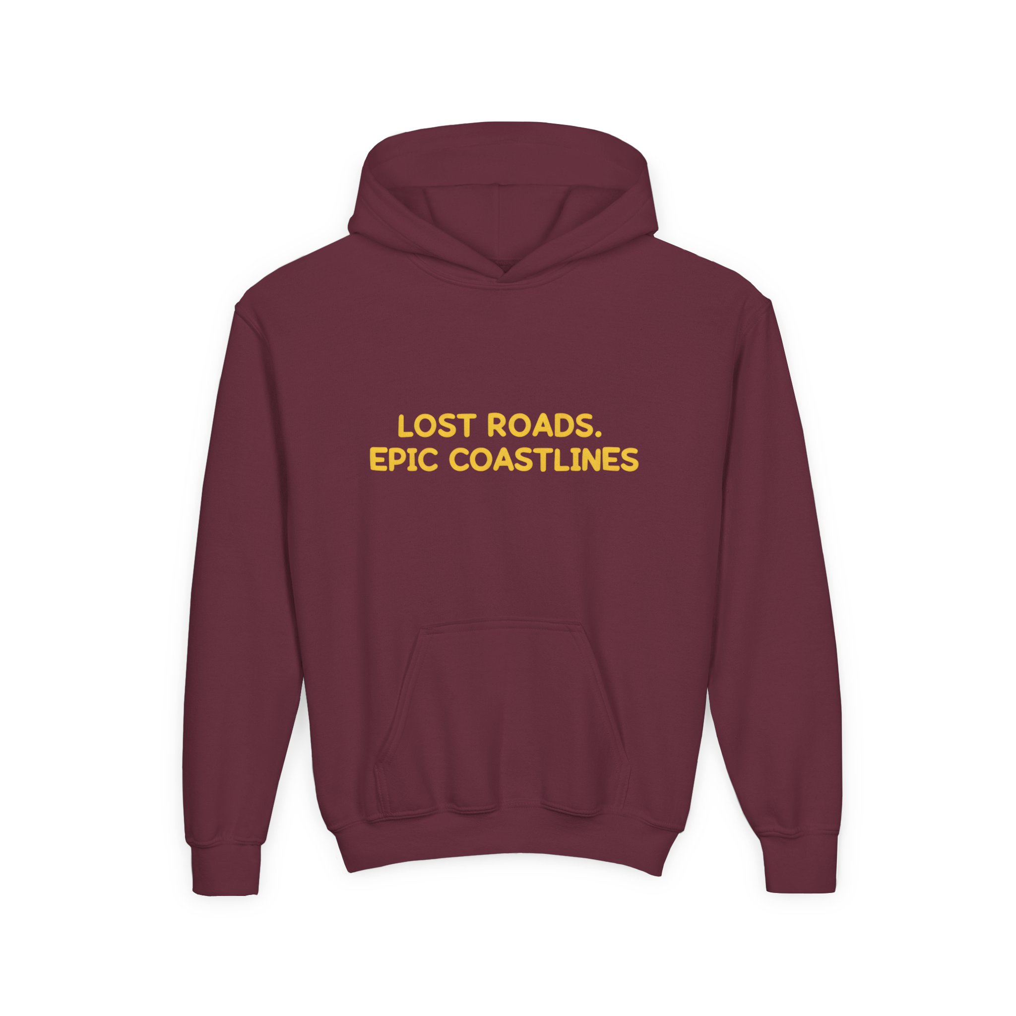 Youth Hoodie(Gildan) – "Lost Roads Epic Coastlines" (Design Sitcom-Line)