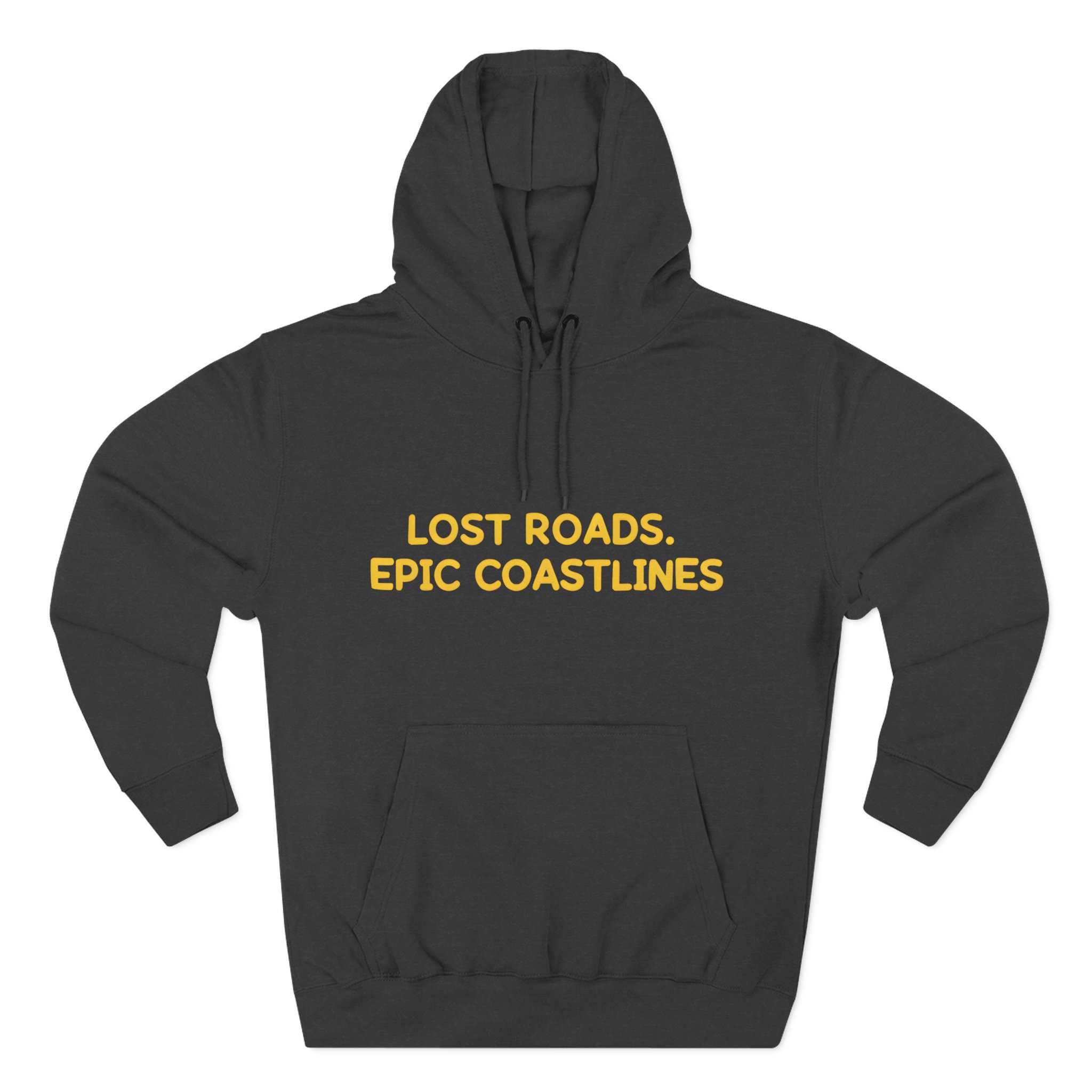 Three-Panel Fleece Hoodie - "Lost Roads Epic Coastlines" Design Sitcom-Line