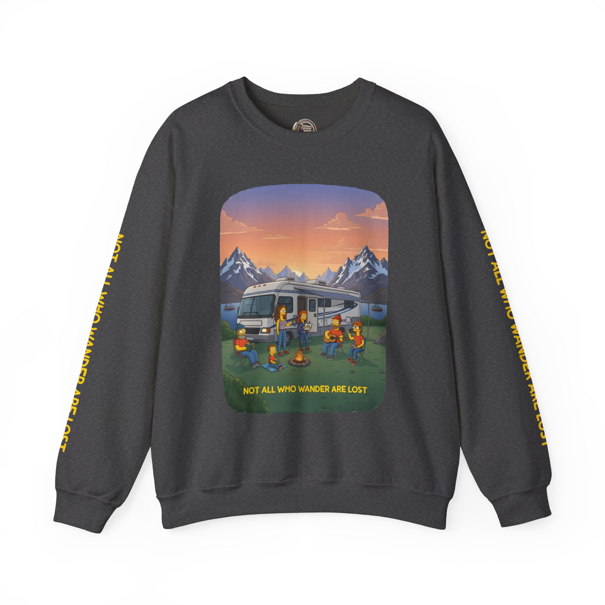 Unisex Heavy Blend™ Crewneck Sweatshirt — "Not All Who Wander Are Lost" Design Sitcom-Line