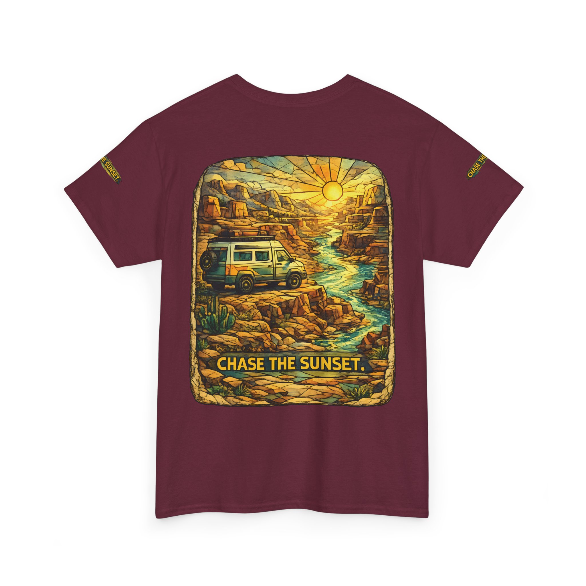 8681068022390717287_2048.jpeg Unisex Heavy Cotton Tee — "Chase The Sunset" Design Cubic-Line