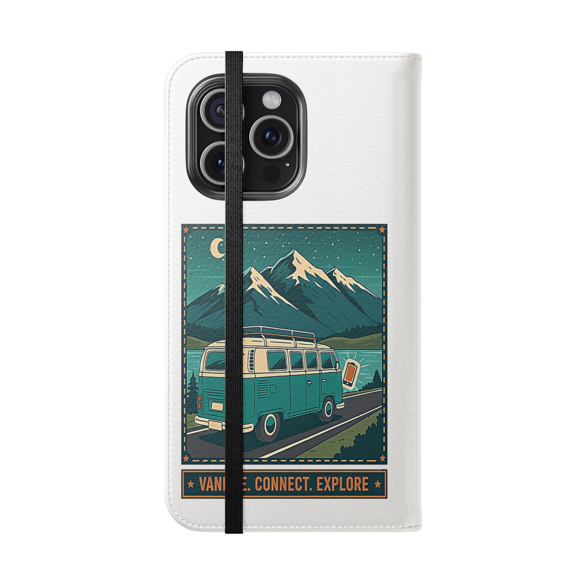 Flip Phone Case — “WiFi Where the Roam Is” Vanlife Wallet Case