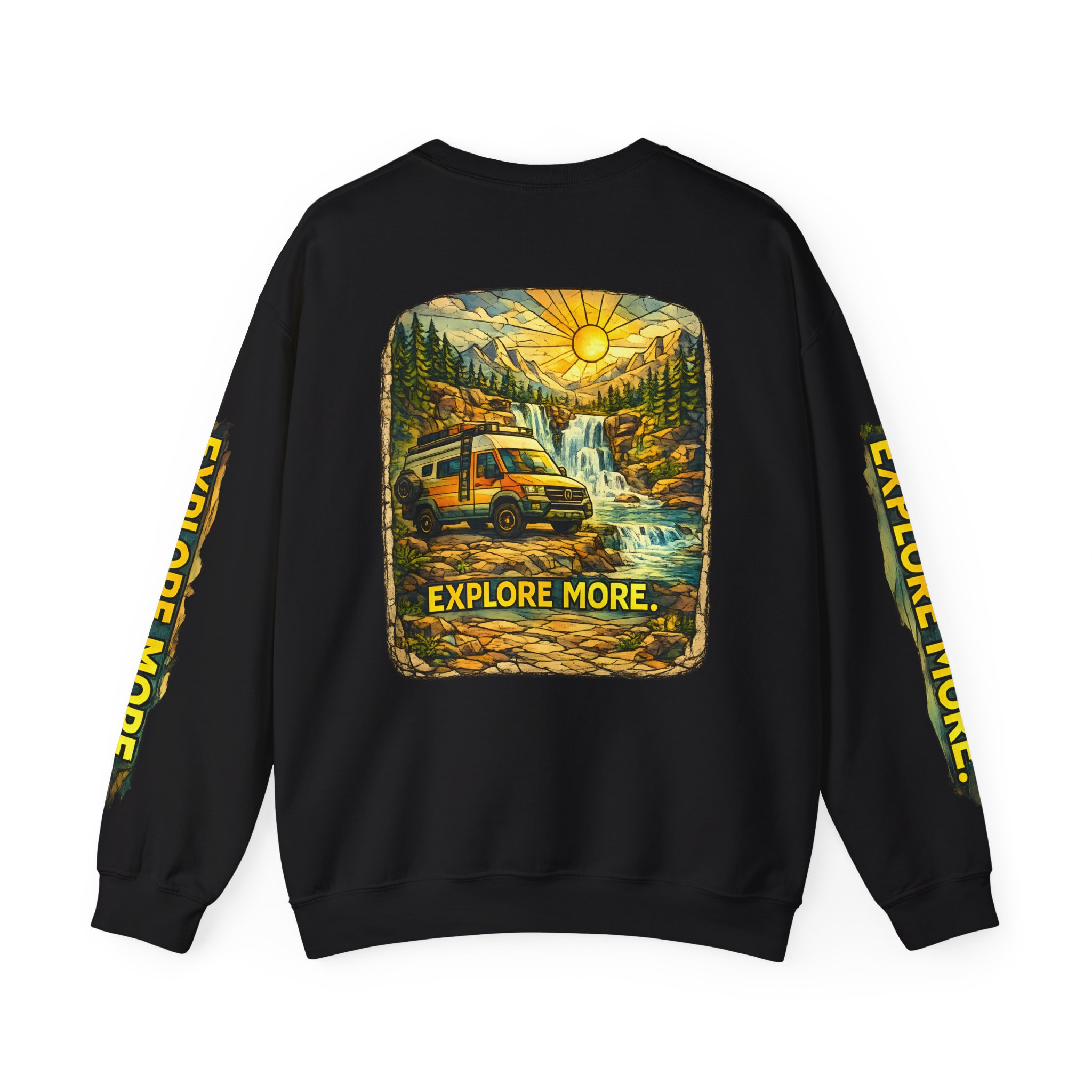 Unisex Heavy Blend™ Crewneck Sweatshirt — "Explore More" Design Cubic-Line