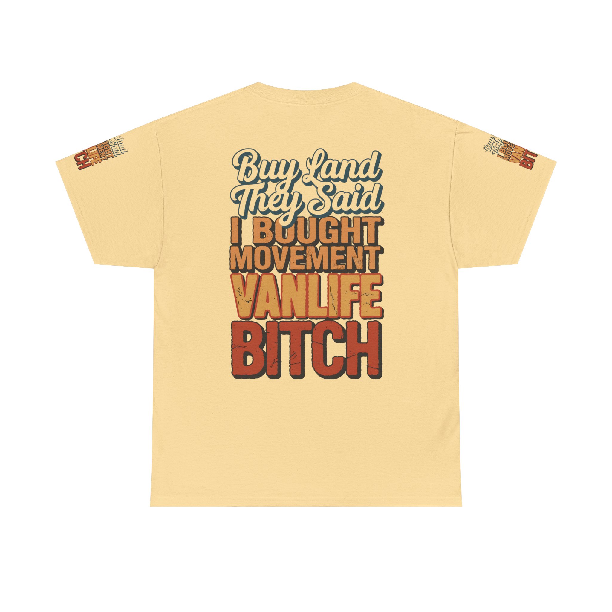 Unisex Heavy Cotton Tee — "Buy Land They Said" Design F**K-Line