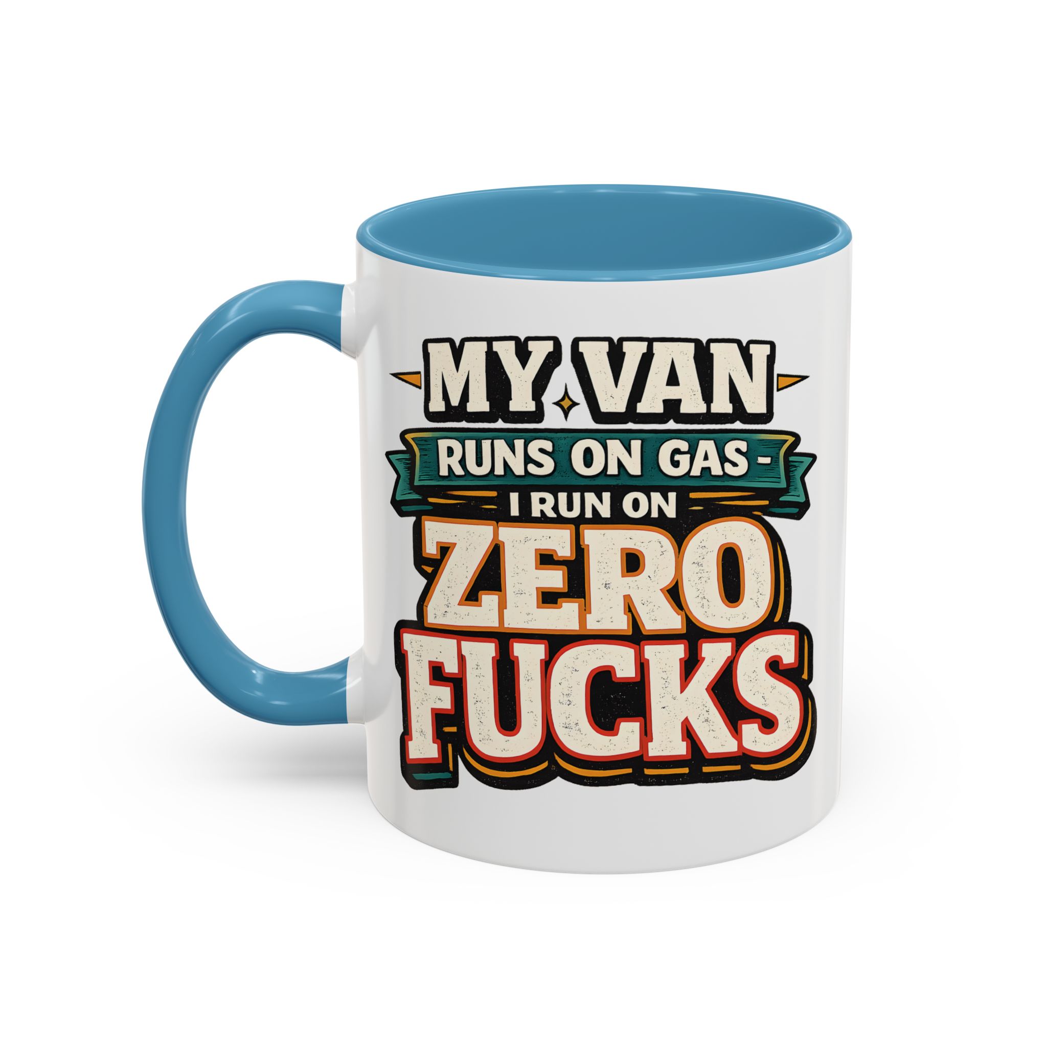 Accent Coffee Mug (11, 15oz) — "My Van Runs On Gas" Design F**K-Line