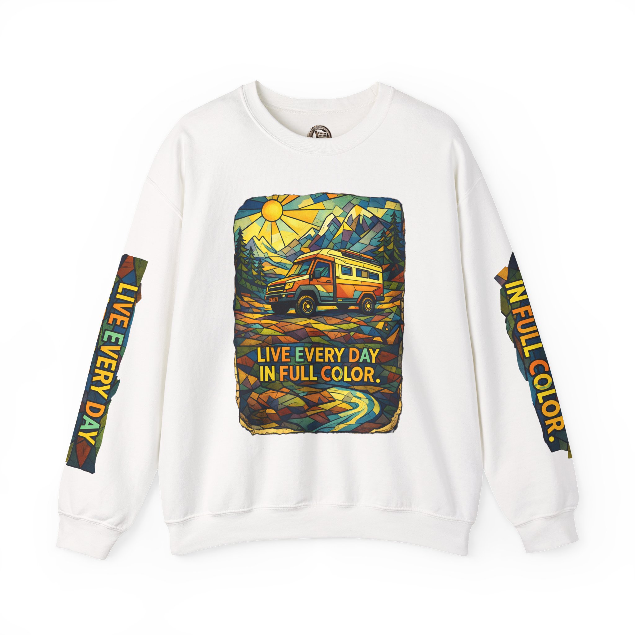 8698154927984937405_2048.jpeg Unisex Heavy Blend™ Crewneck Sweatshirt — "Live Every Day InFull Color" Design Cubic-Line