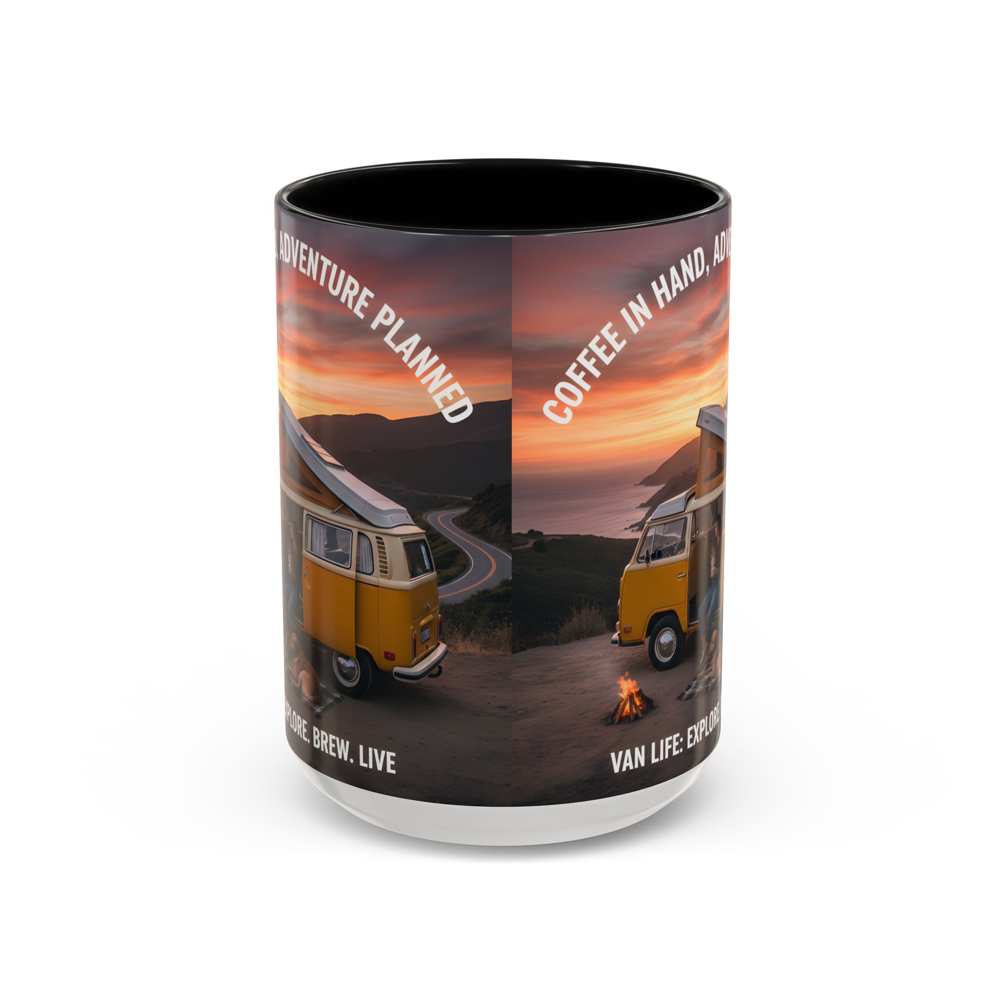Accent Coffee Mug (11, 15oz) - "Coffee in Hand, Adventure Planned"