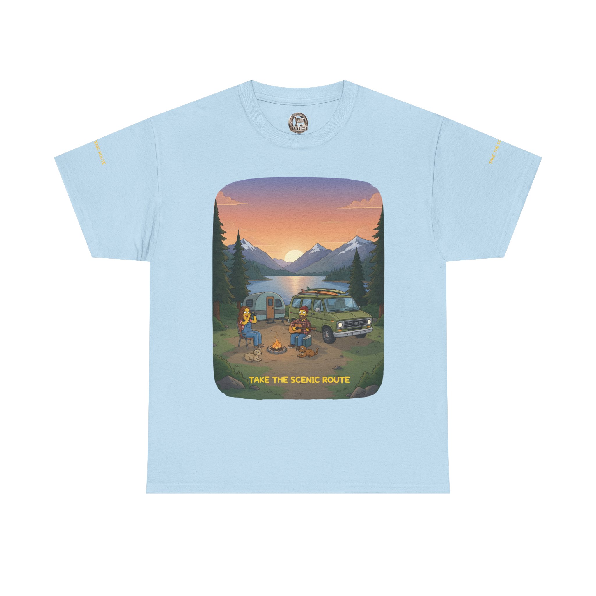 Unisex Heavy Cotton Tee — "Take The Scenic Route" Design Sitcom-Line