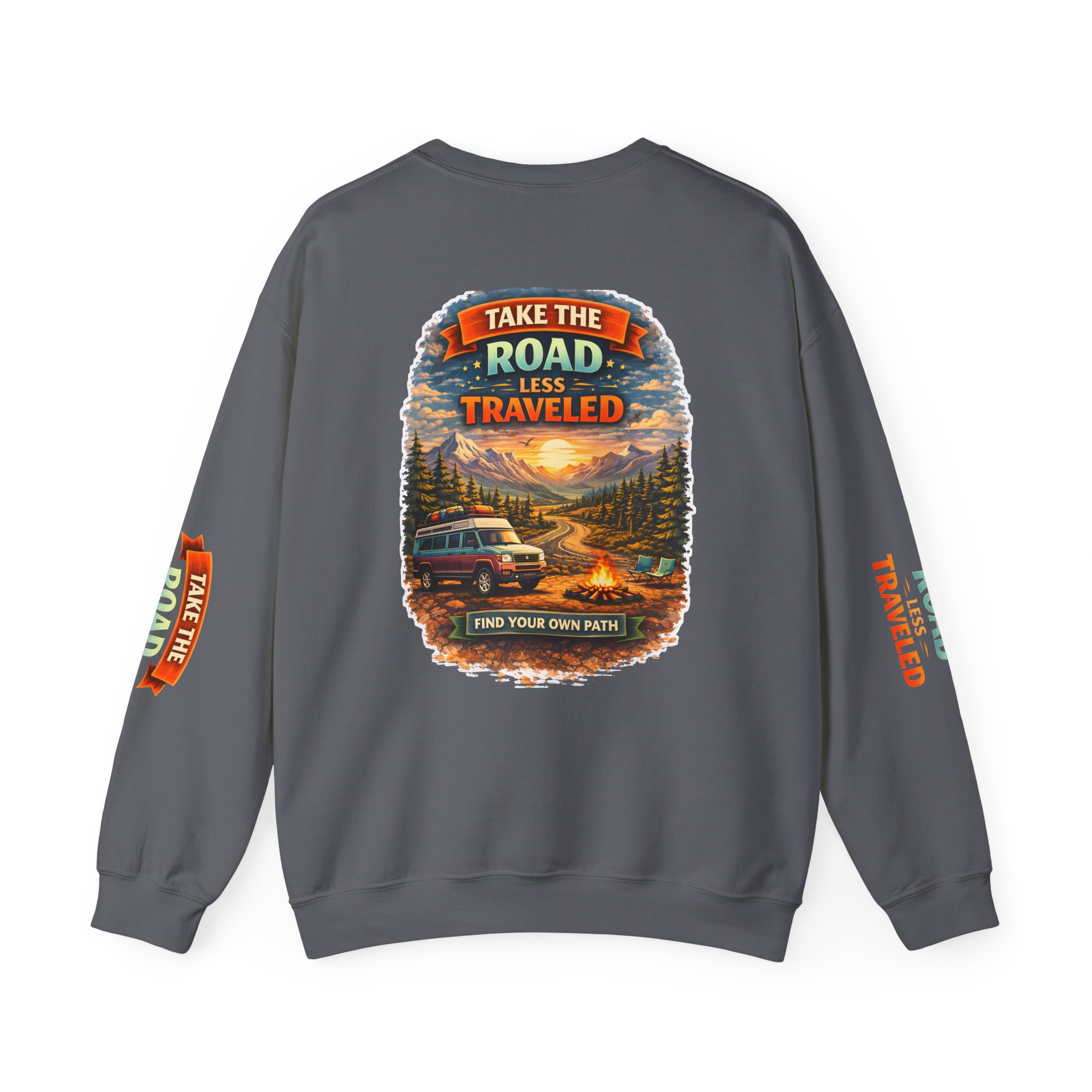 8706503142204818676_2048.jpeg Unisex Heavy Blend™ Crewneck Sweatshirt — "Take The Road Less Traveled" Design Scenic-Line