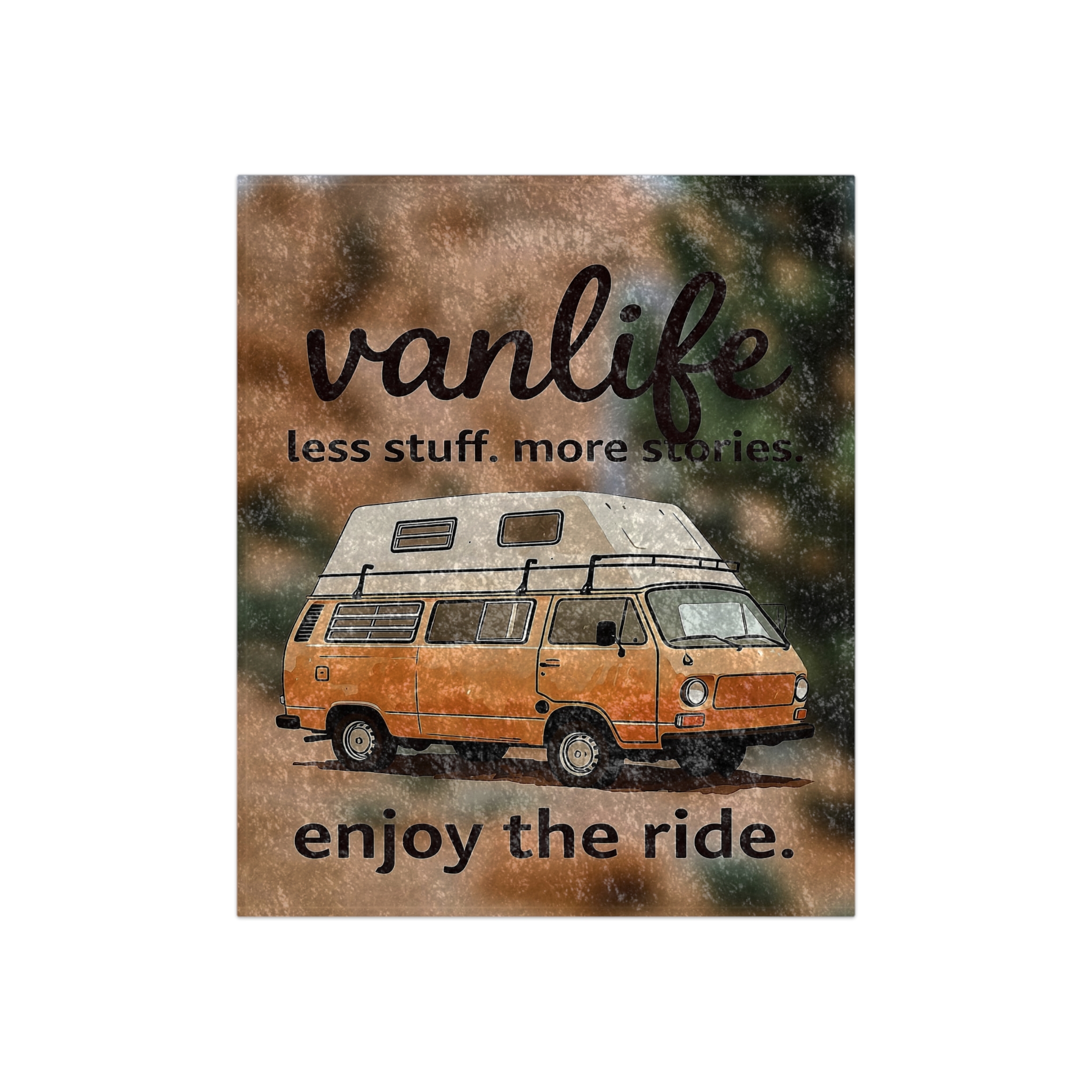 Crushed Velvet Blanket — Vanlife Camper Blanket: “vanlife — less stuff, more stories. enjoy the ride.” Cozy Travel Throw for Campers & [...]