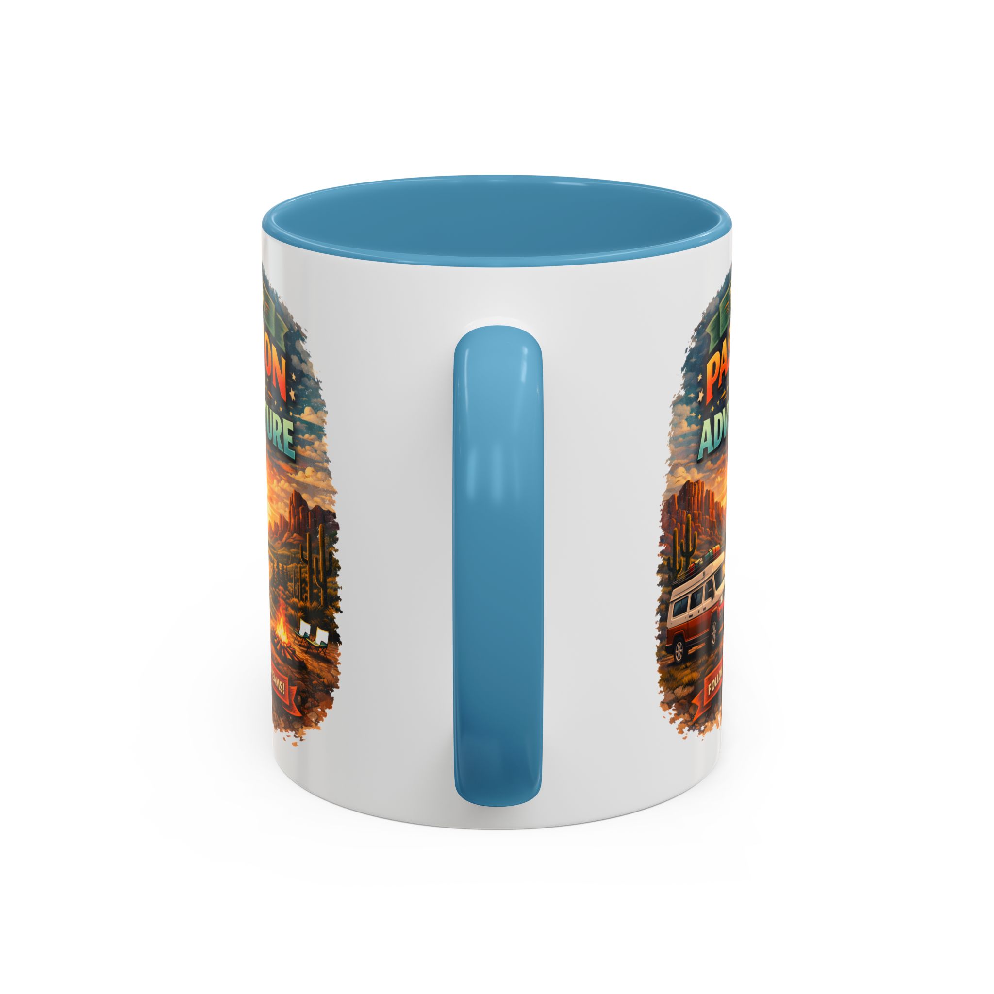 Accent Coffee Mug (11, 15oz) — "Turn Passion Into Adventure" Design Scenic-Line