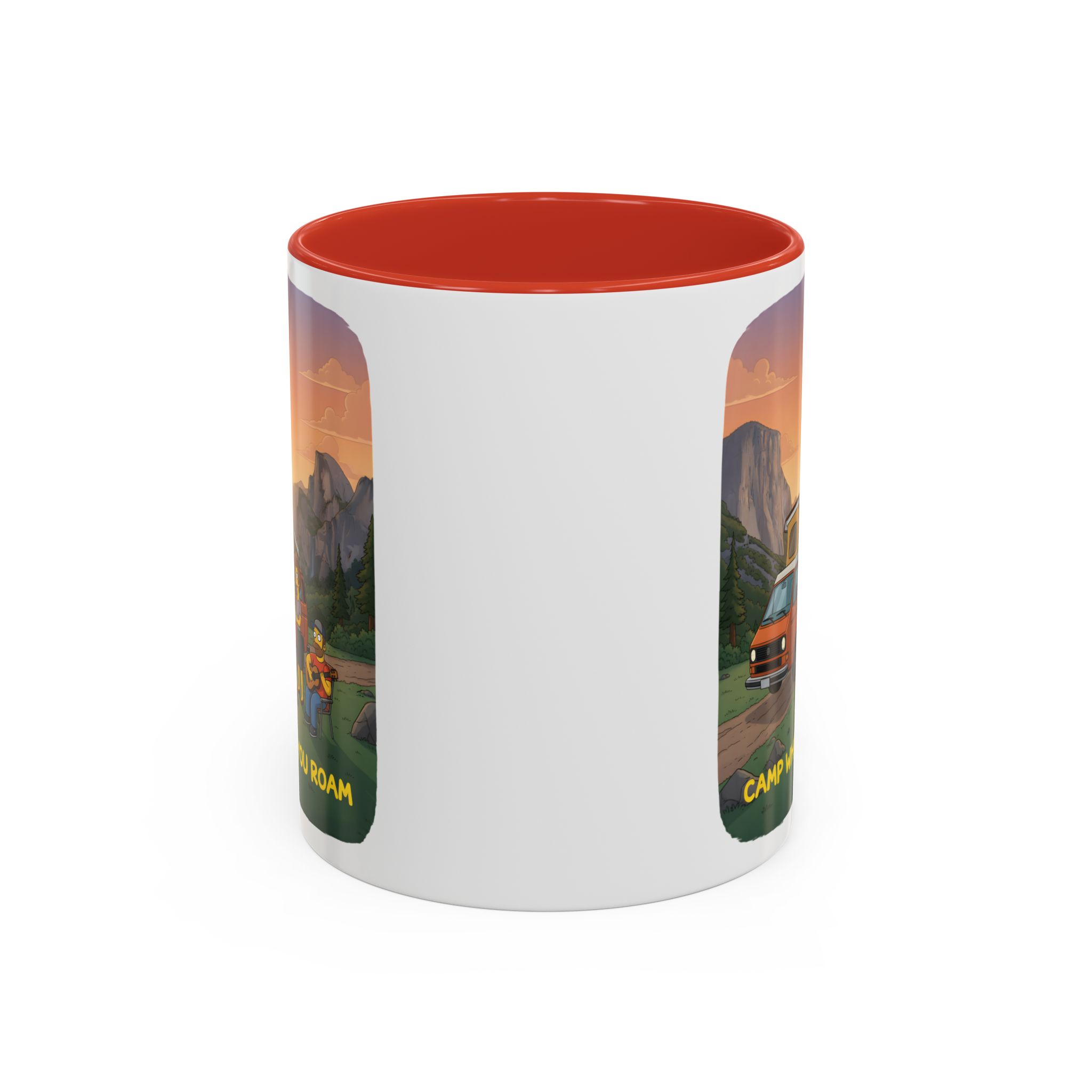 Accent Coffee Mug (11, 15oz) — "Camp Where You Roam" Design Sitcom-Line