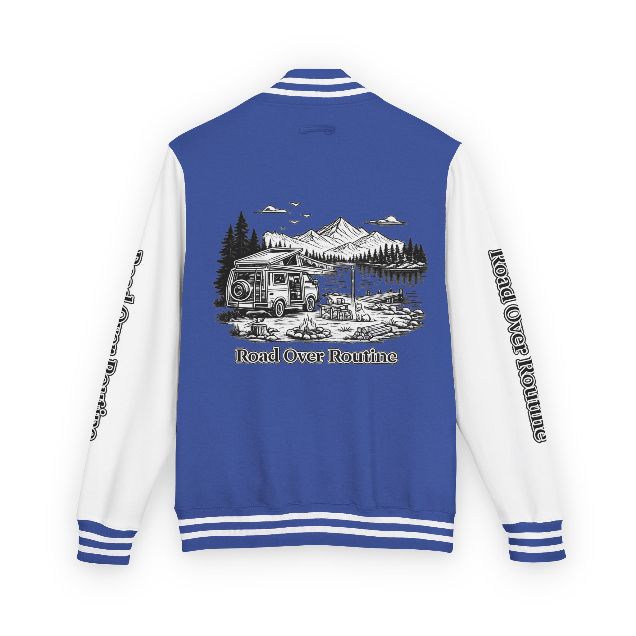 Unisex Heavyweight Letterman Jacket — "Road Over Routine" Travel Varsity Coat