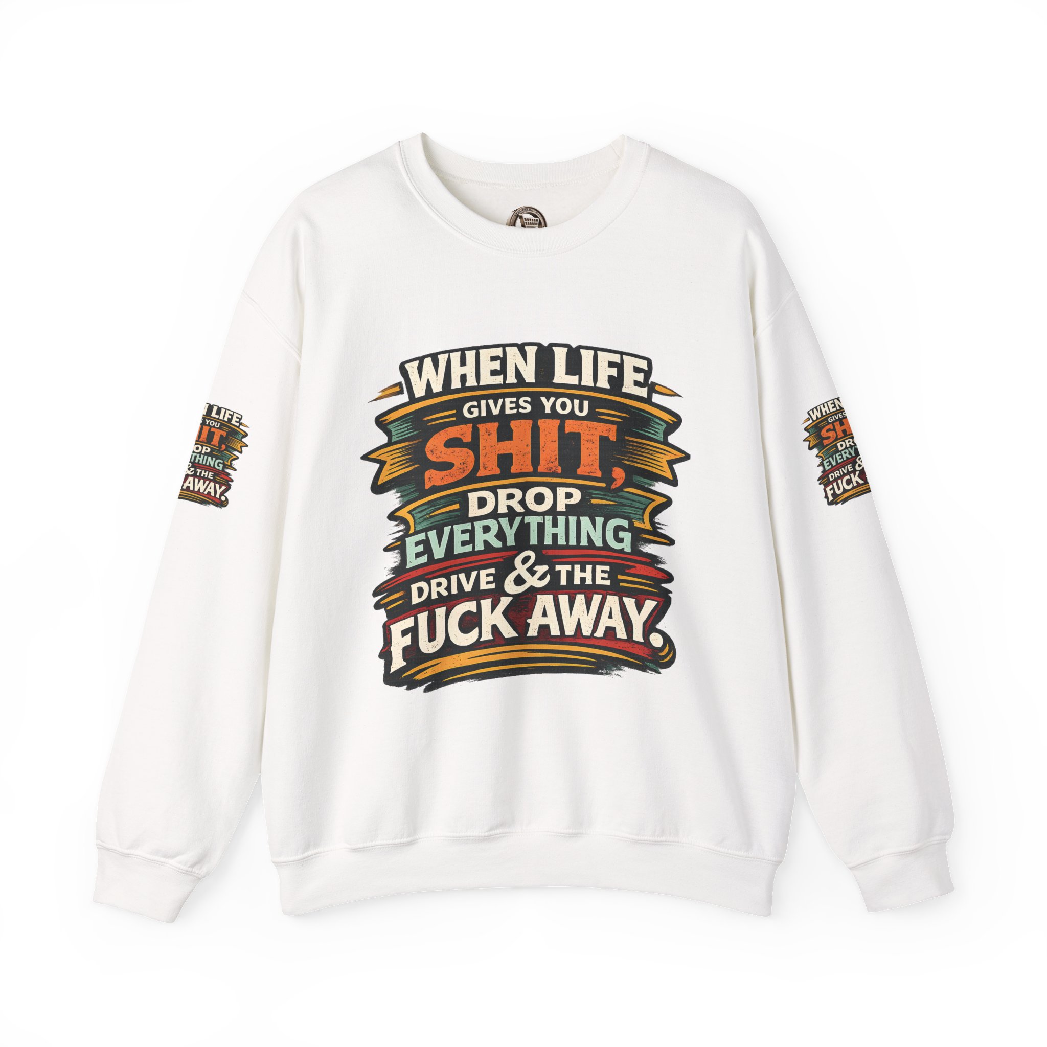 8719505199779994375_2048.jpeg Unisex Heavy Blend™ Crewneck Sweatshirt — "When Live Gives You Shit" Design F**K-Line