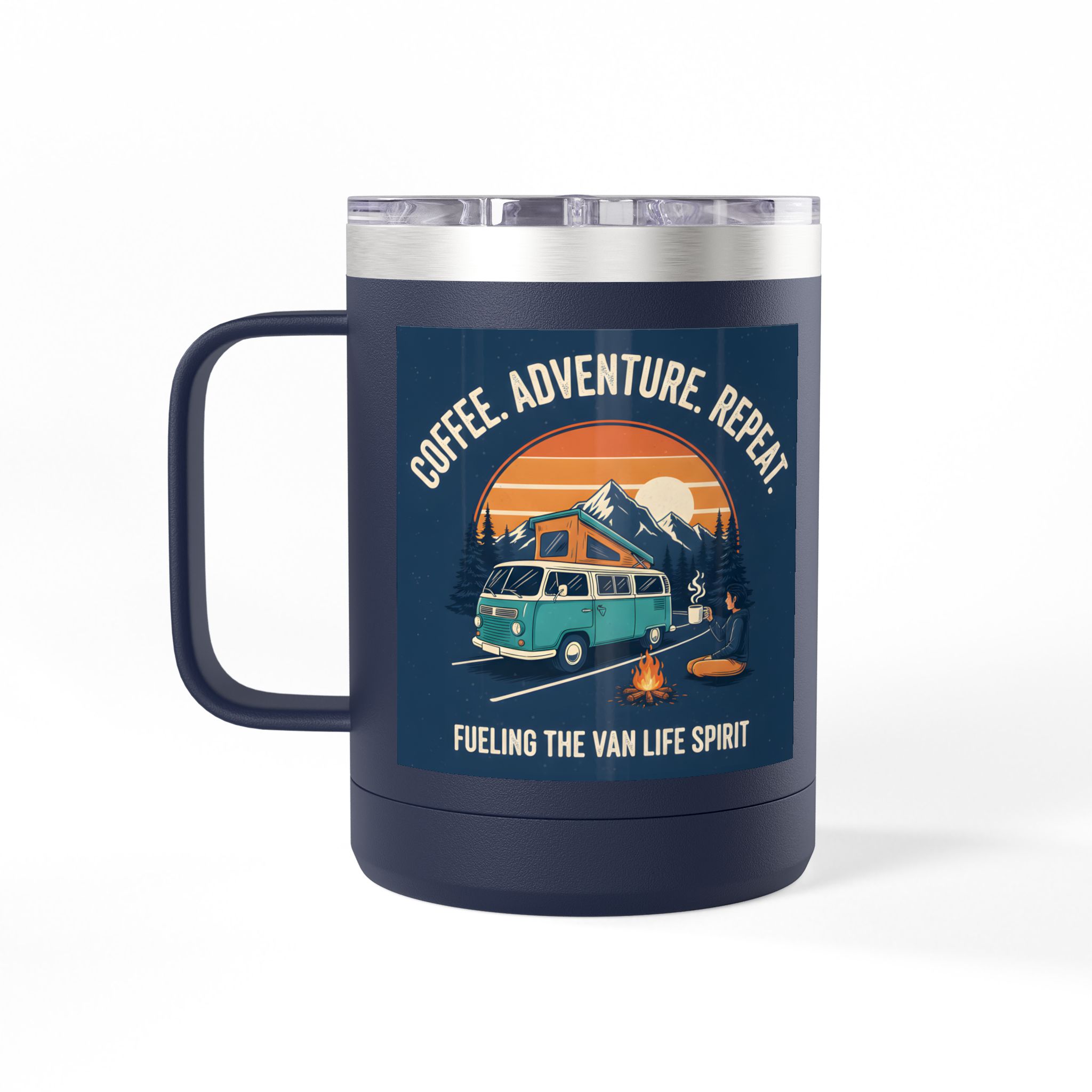 Coffee Mug Tumbler, 15oz — “Coffee. Adventure. Repeat.”
