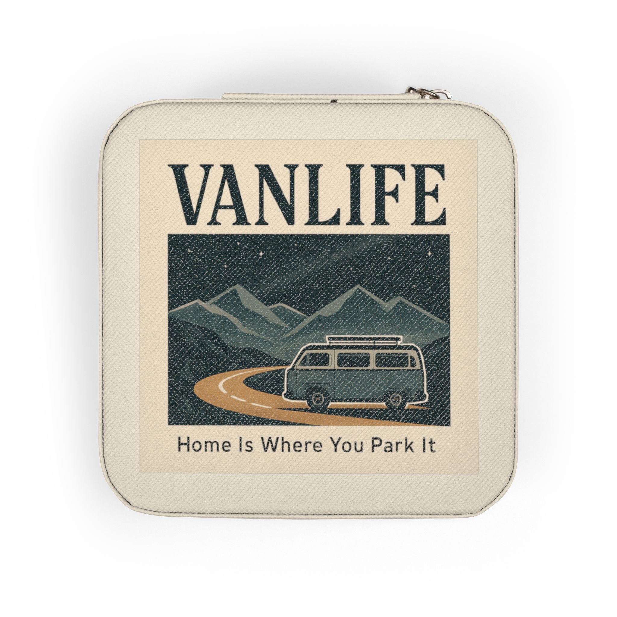 "NEW" Vanlife Jewelry Travel Case – ("Home Is Where You Park It -But The View keep Changing”) Compact Ring & Earring Organizer ("Home Is Where You Park It -But The View keep Changing”)