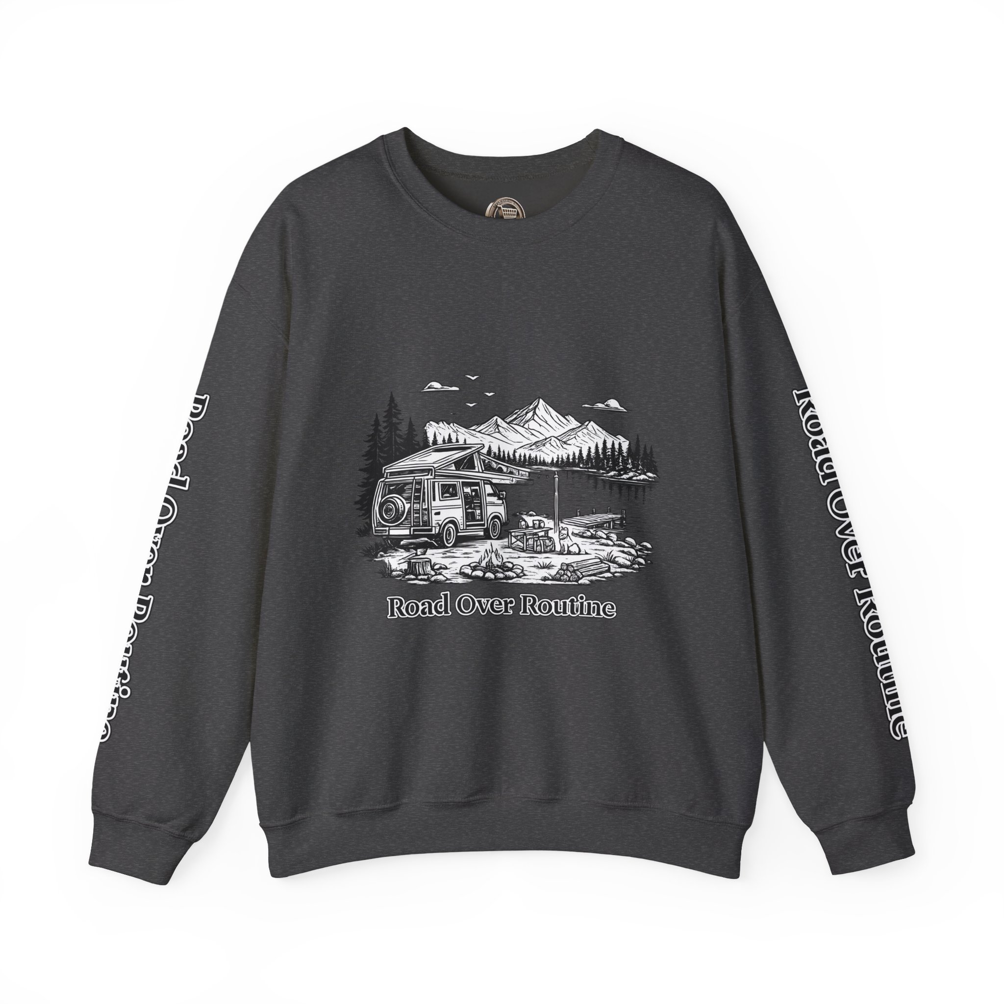 Unisex Heavy Blend™ Crewneck Sweatshirt — "Road Over Routine" Design Minimal-Line