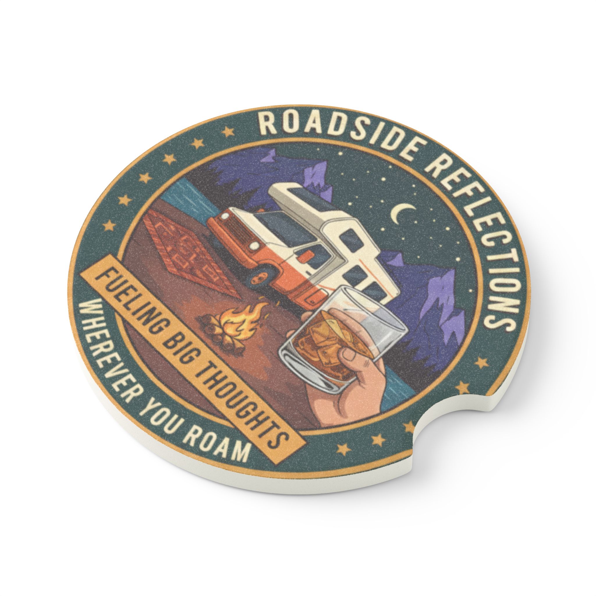 Soapstone Car Coaster — 'Fueling Big Thoughts' Campfire Truck Design