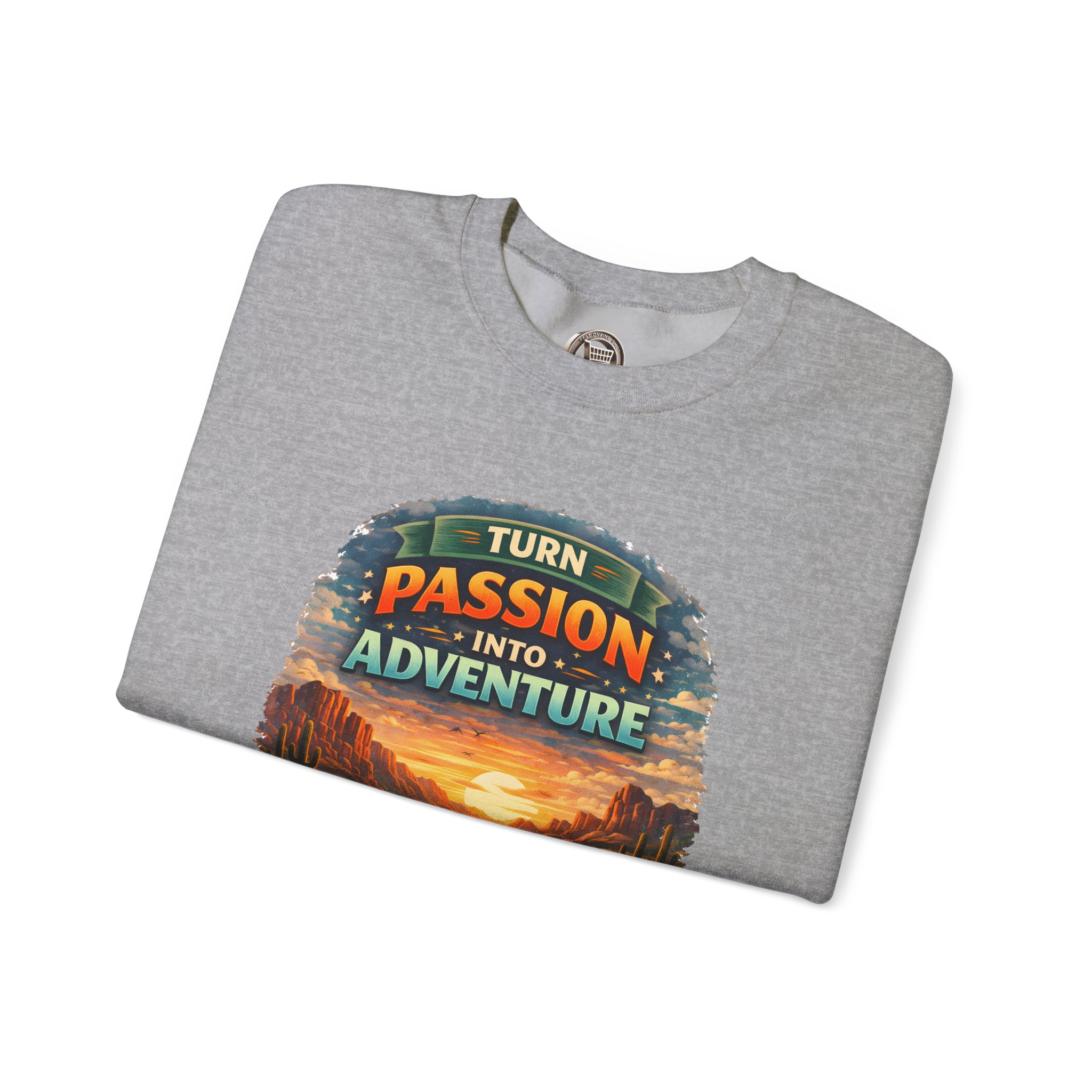 Unisex Heavy Blend™ Crewneck Sweatshirt — "Turn Passion Into Adventure" Design Scenic-Line