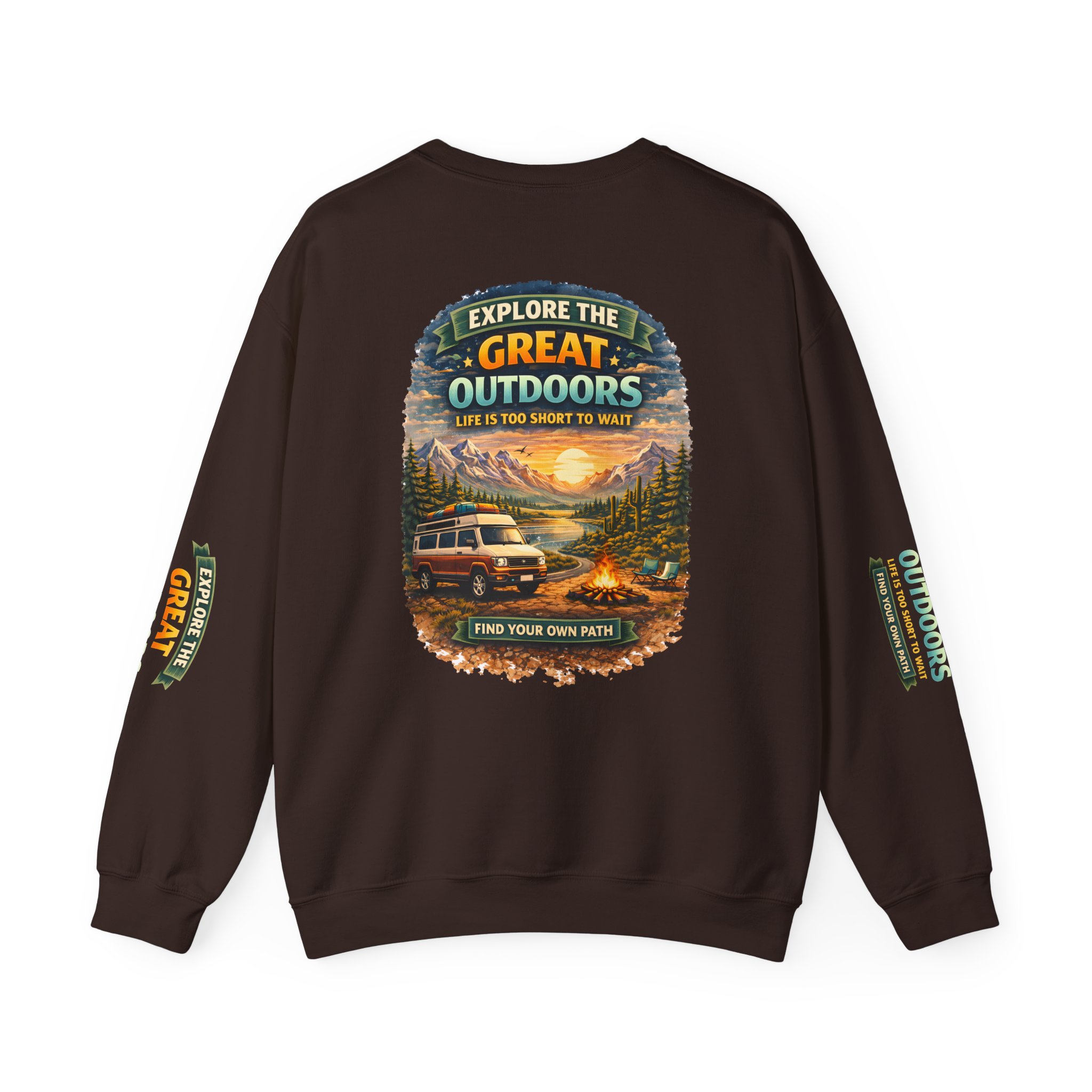 Unisex Heavy Blend™ Crewneck Sweatshirt — "Explore The Great Outdoors" Design Scenic-Line