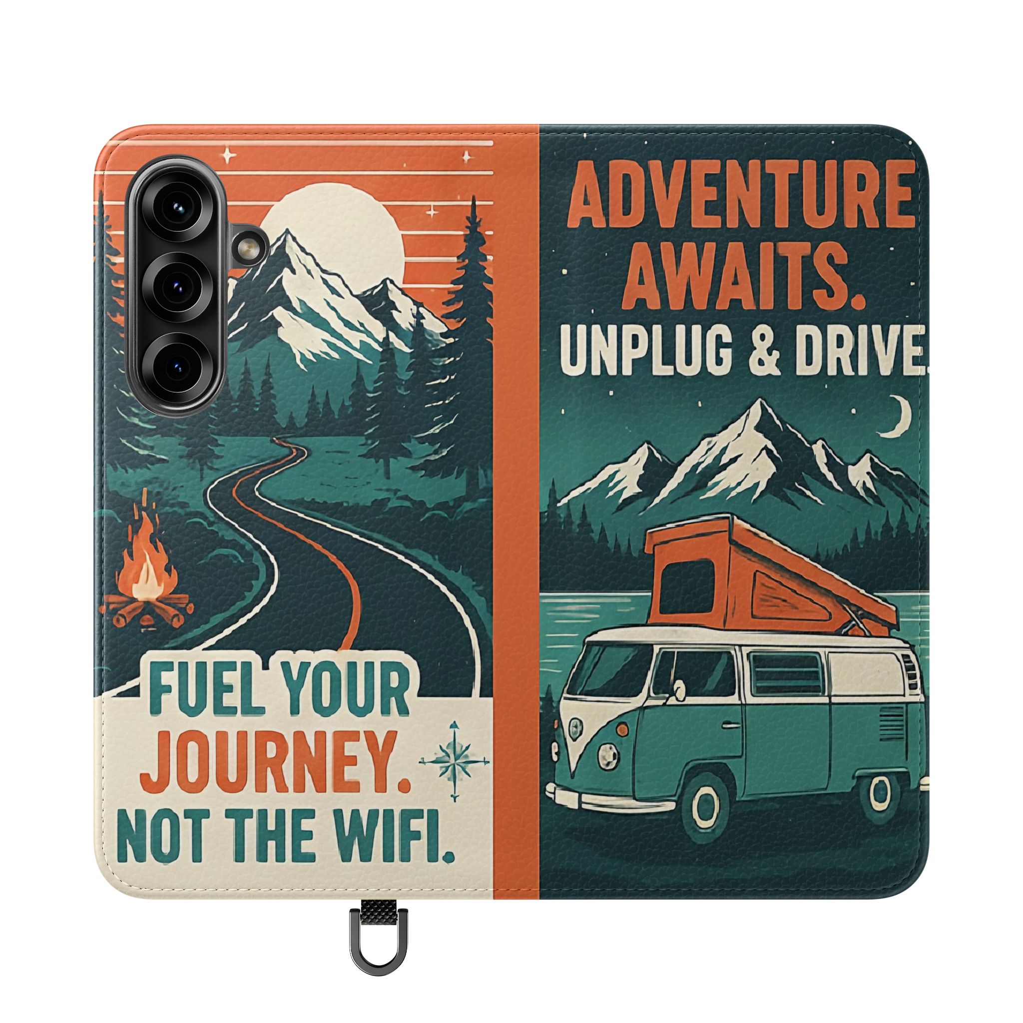 Flip Phone Case — "Adventure Awaits, Fuel Your Journey, Not the WiFi" Wallet Cover