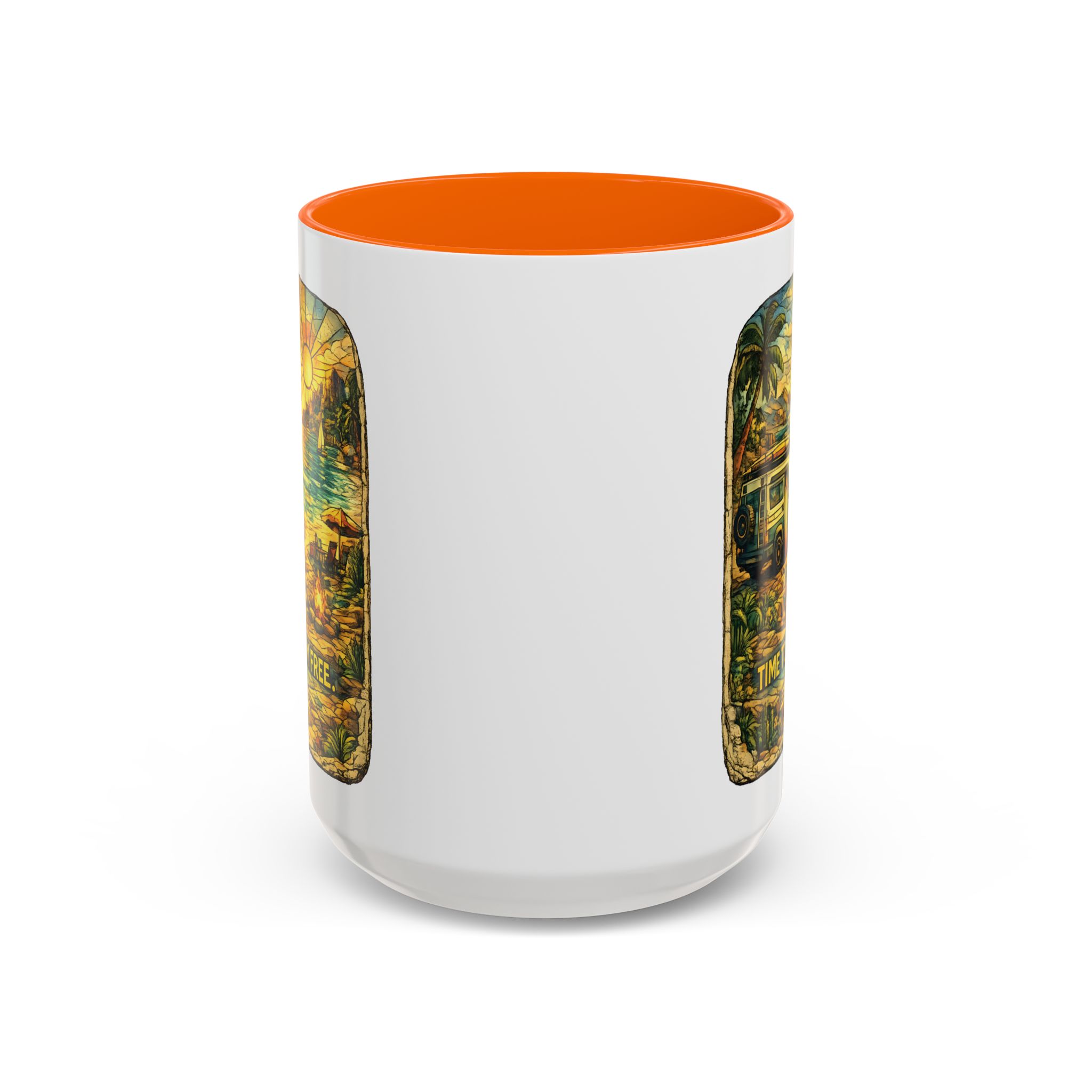 Accent Coffee Mug (11, 15oz) — "Time To Roam Free" Design Cubic-Line